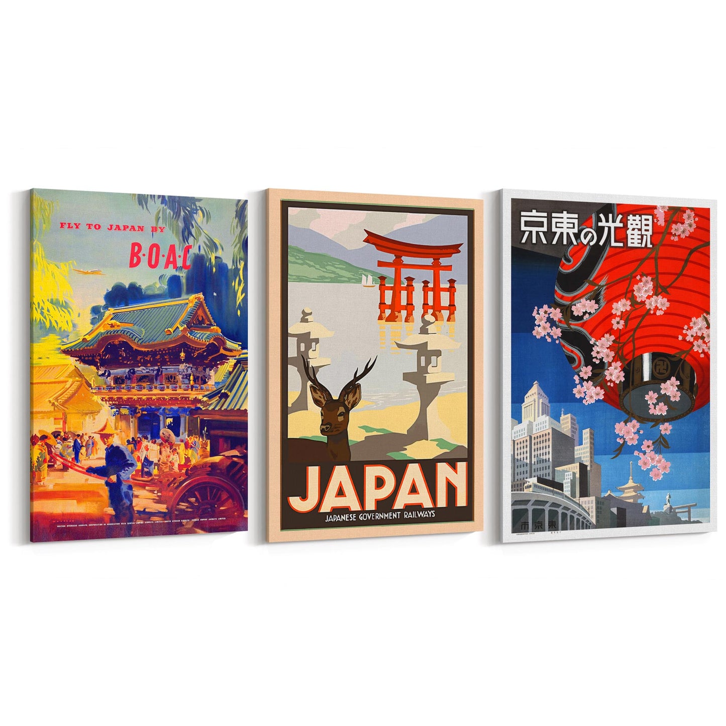 Set of Vintage Japanese Travel Advert Wall Art - The Affordable Art Company