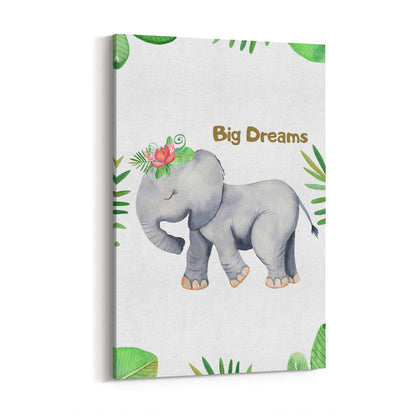 Elephant "Big Dreams" Nursery Quote Animal Art - The Affordable Art Company