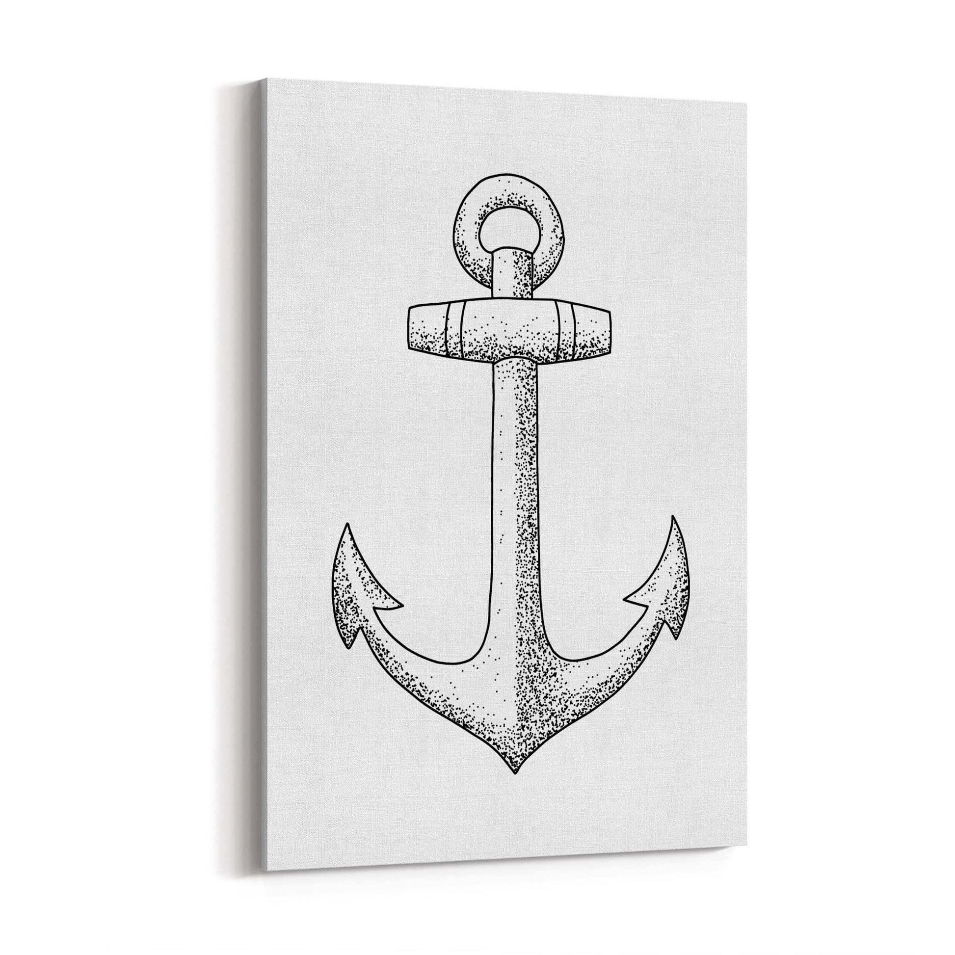 Anchor Drawing Nautical Coastal Bathroom Wall Art #2 - The Affordable Art Company