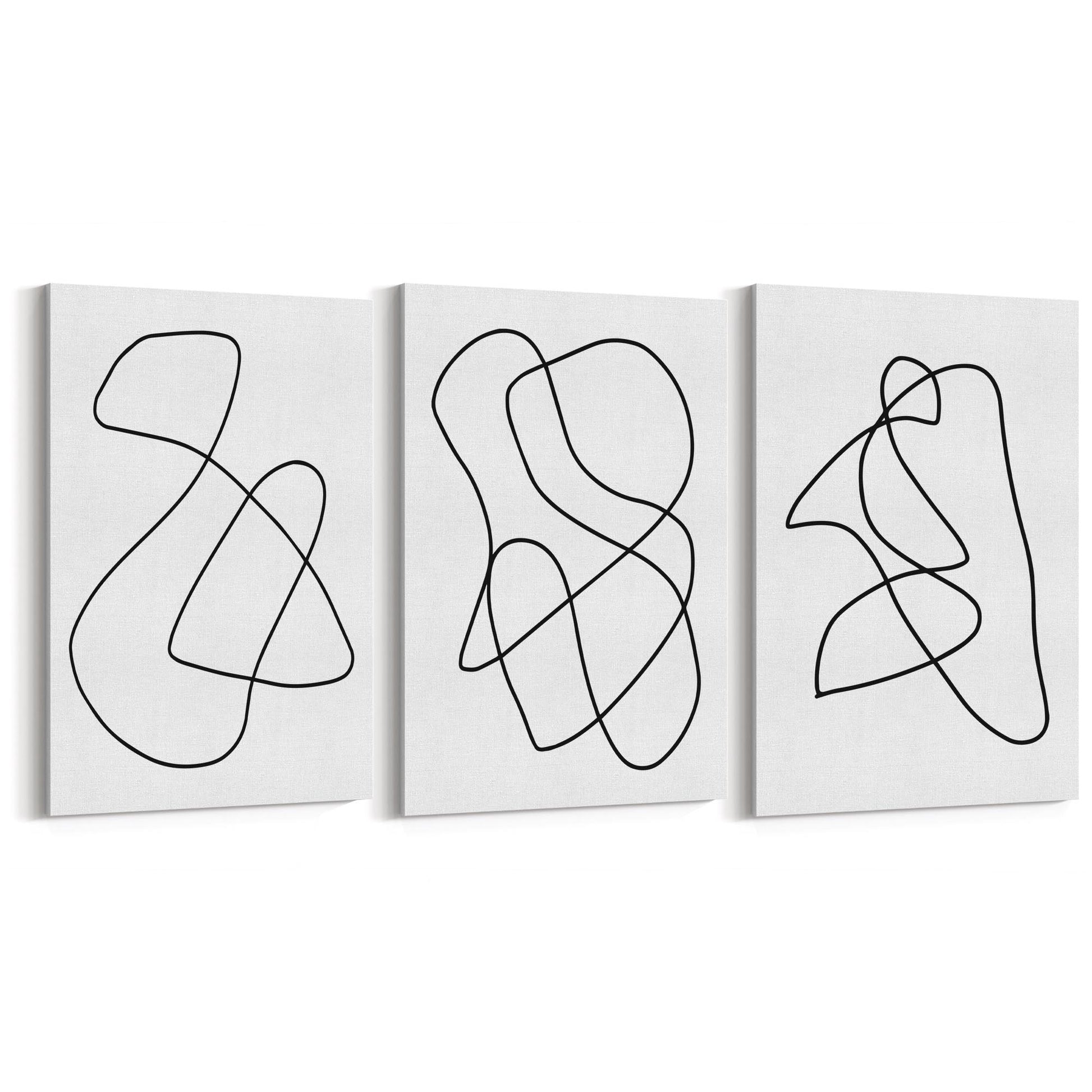 Set of Abstract Line Drawing Minimal Shape Wall Art #2 - The Affordable Art Company