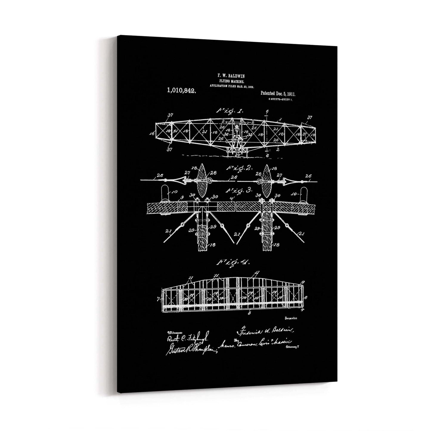 Airplane Patent Vintage Minimal Man Cave Wall Art #1 - The Affordable Art Company