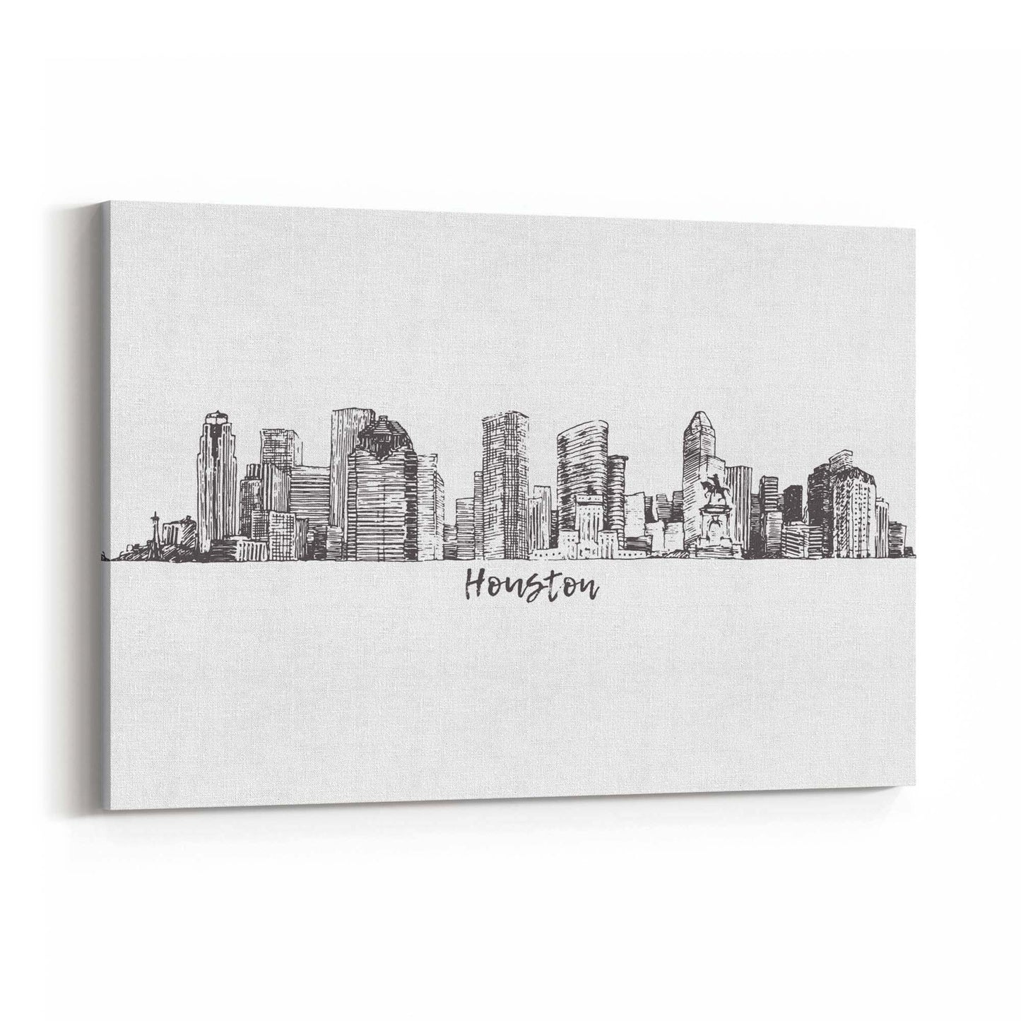 Houston Texas Skyline Drawing Minimal Wall Art - The Affordable Art Company