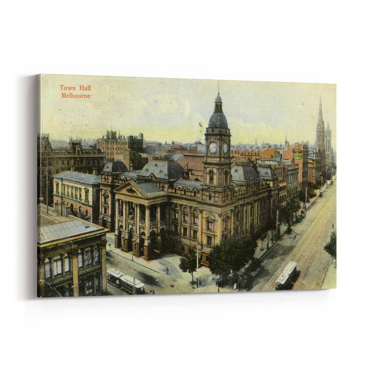 Town Hall, Melbourne Vintage Painting Wall Art #1 - The Affordable Art Company