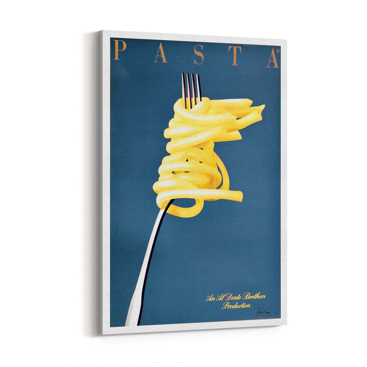 Blue Italian Pasta Vintage Advert Restaurant Wall Art - The Affordable Art Company