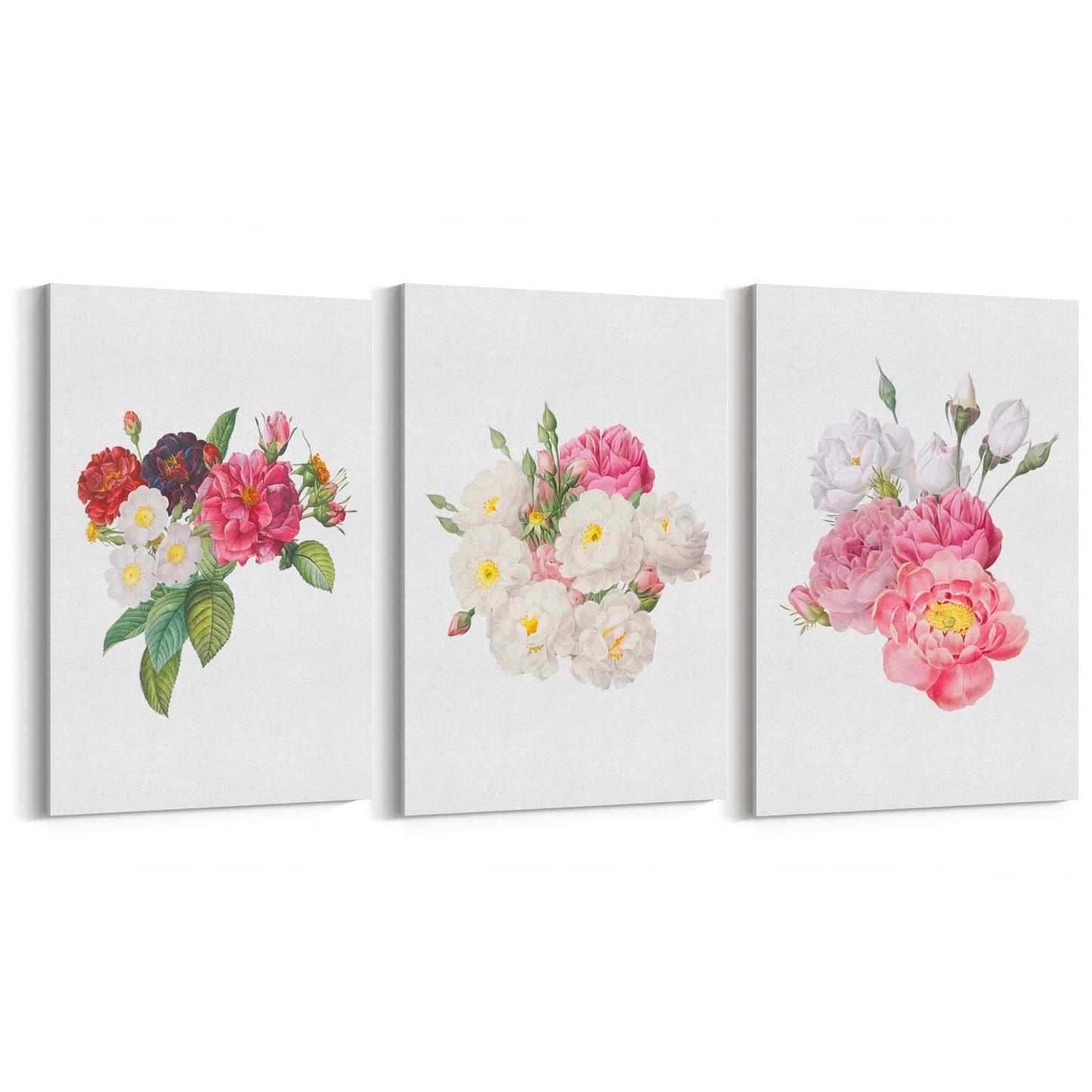 Set of Pink Floral Vintage Botanical Wall Art #1 - The Affordable Art Company