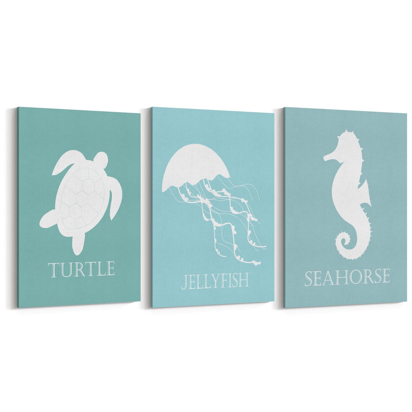 Set of Nursery Sea Life Turtle Seahorse Wall Art - The Affordable Art Company