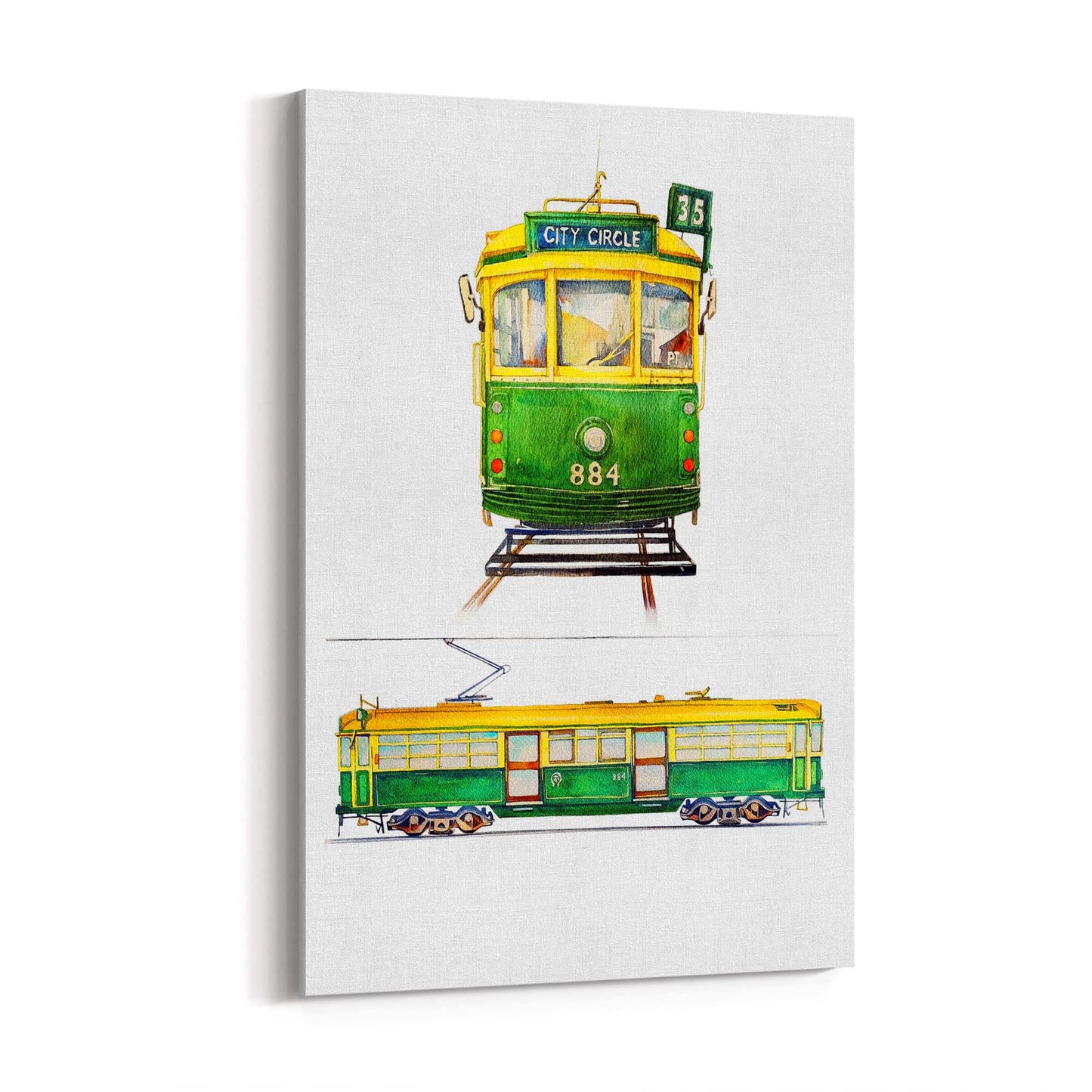 Melbourne Tram Painting Original Wall Art - The Affordable Art Company