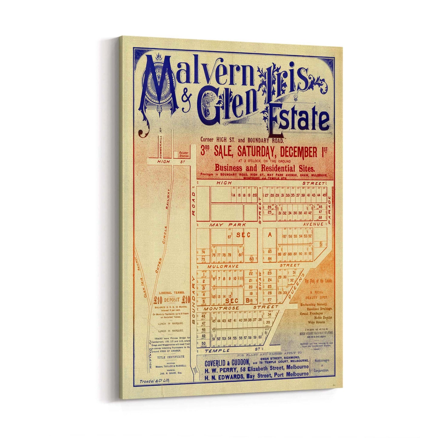Glen Iris Melbourne Vintage Real Estate Advert Art - The Affordable Art Company