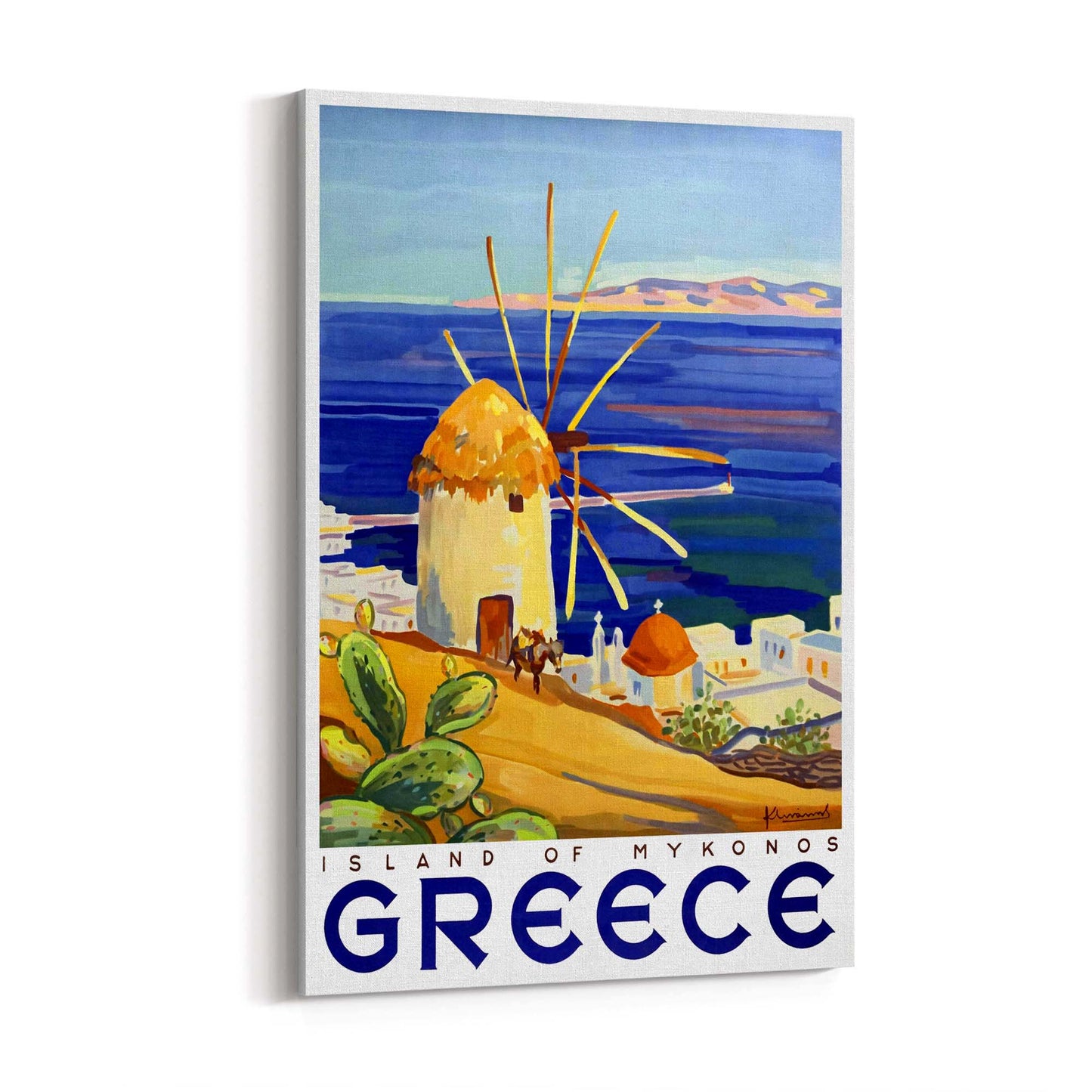Island of Mykonos Greece Vintage Travel Advert Wall Art - The Affordable Art Company