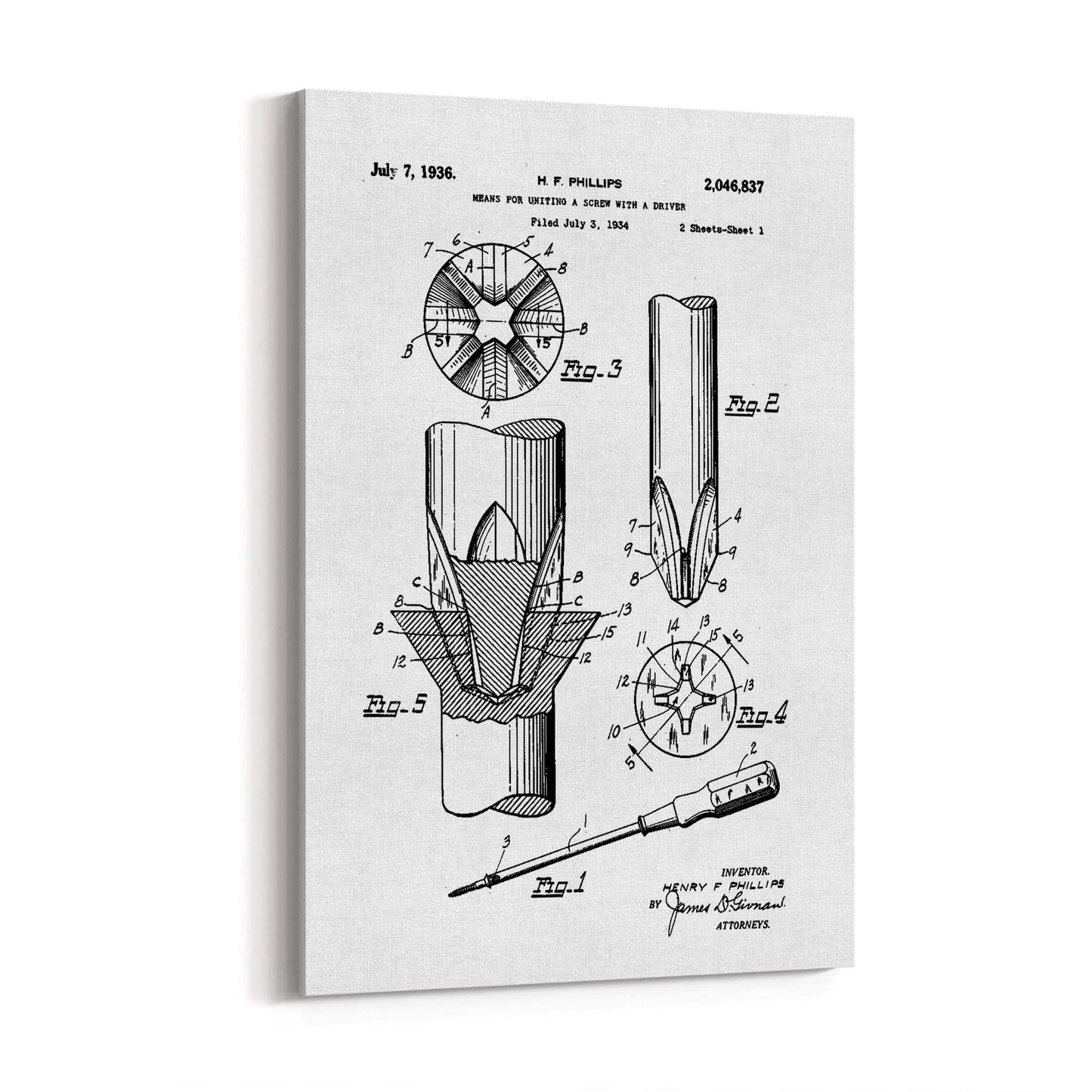 Vintage Phillips Screwdriver Patent Garage Wall Art #2 - The Affordable Art Company