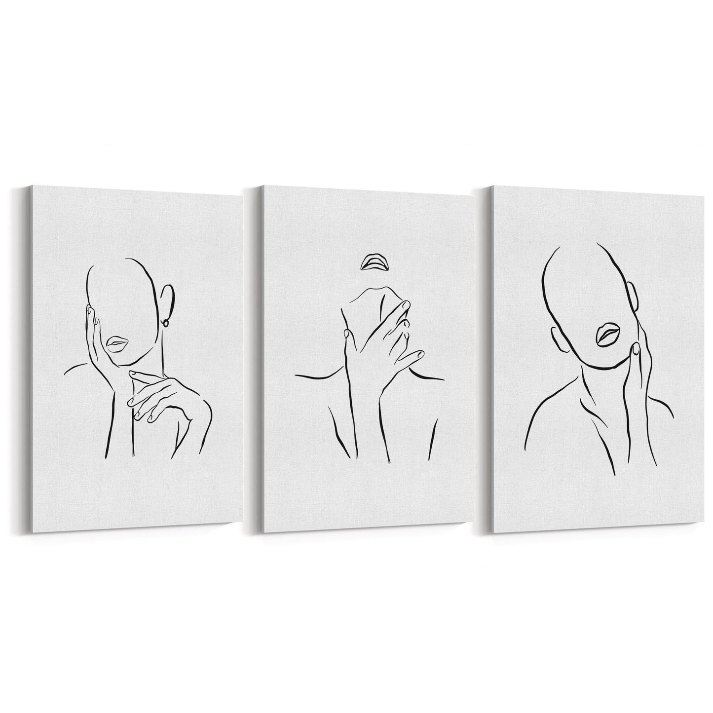 Set of Female Faces Minimal Line Drawings Wall Art - The Affordable Art Company