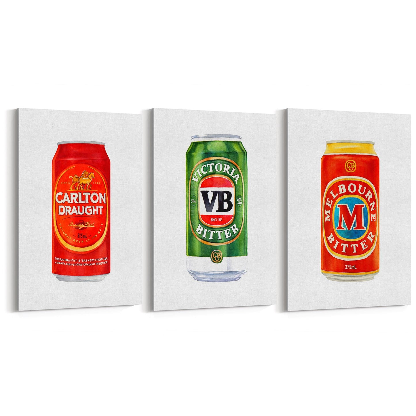 Set of Aussie Beer Tinnie Paintings Shed Wall Art - The Affordable Art Company