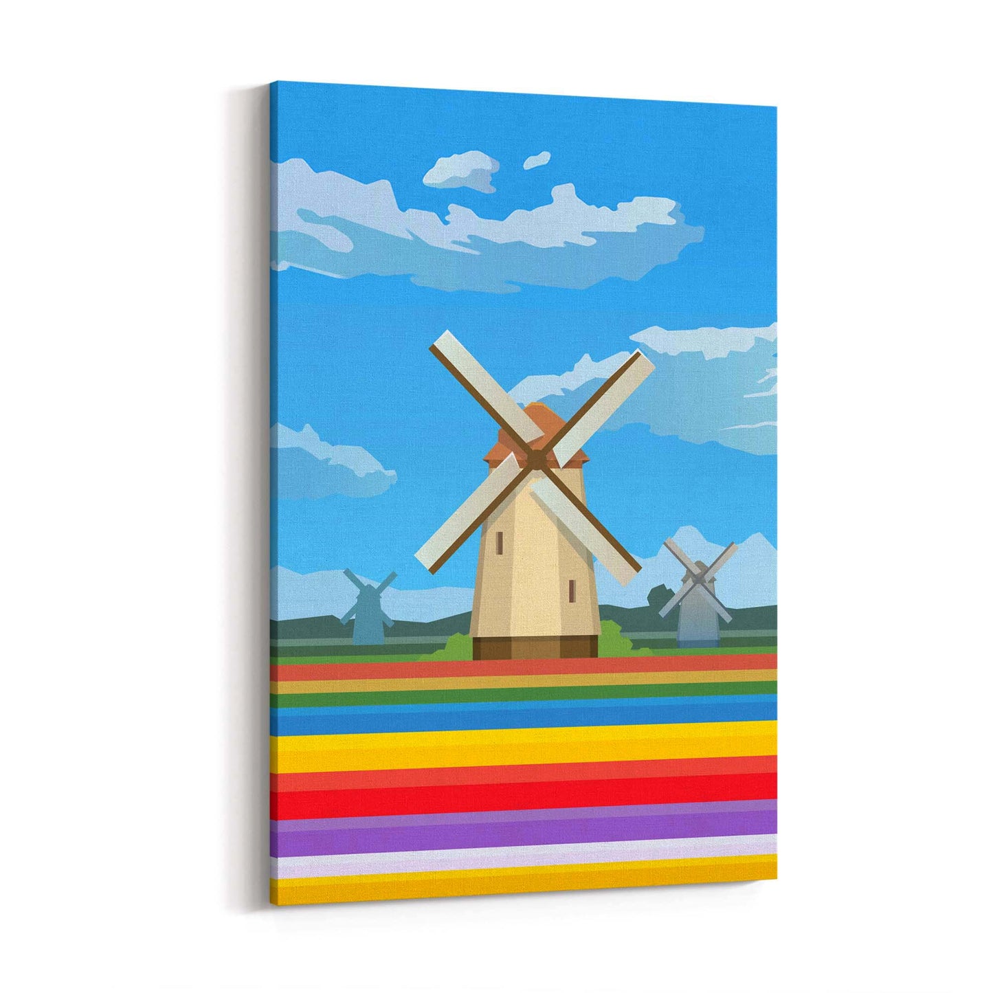 Retro Windmill, Netherlands Vintage Travel Wall Art - The Affordable Art Company