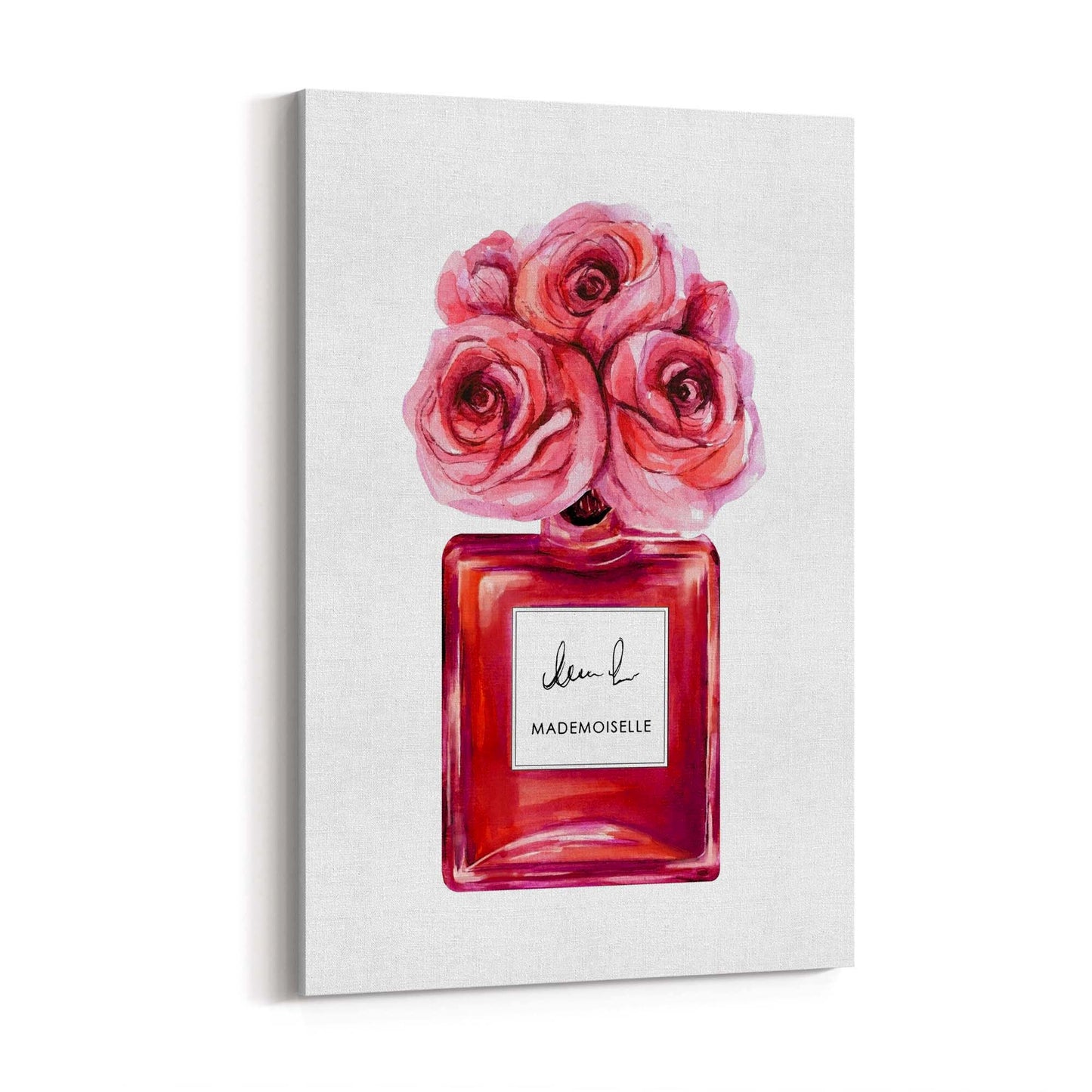 Pink Floral Perfume Bottle Fashion Flowers Wall Art #3 - The Affordable Art Company