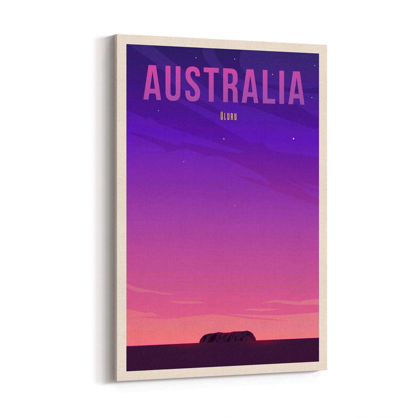 Retro Uluru, Australia Vintage Travel Wall Art - The Affordable Art Company