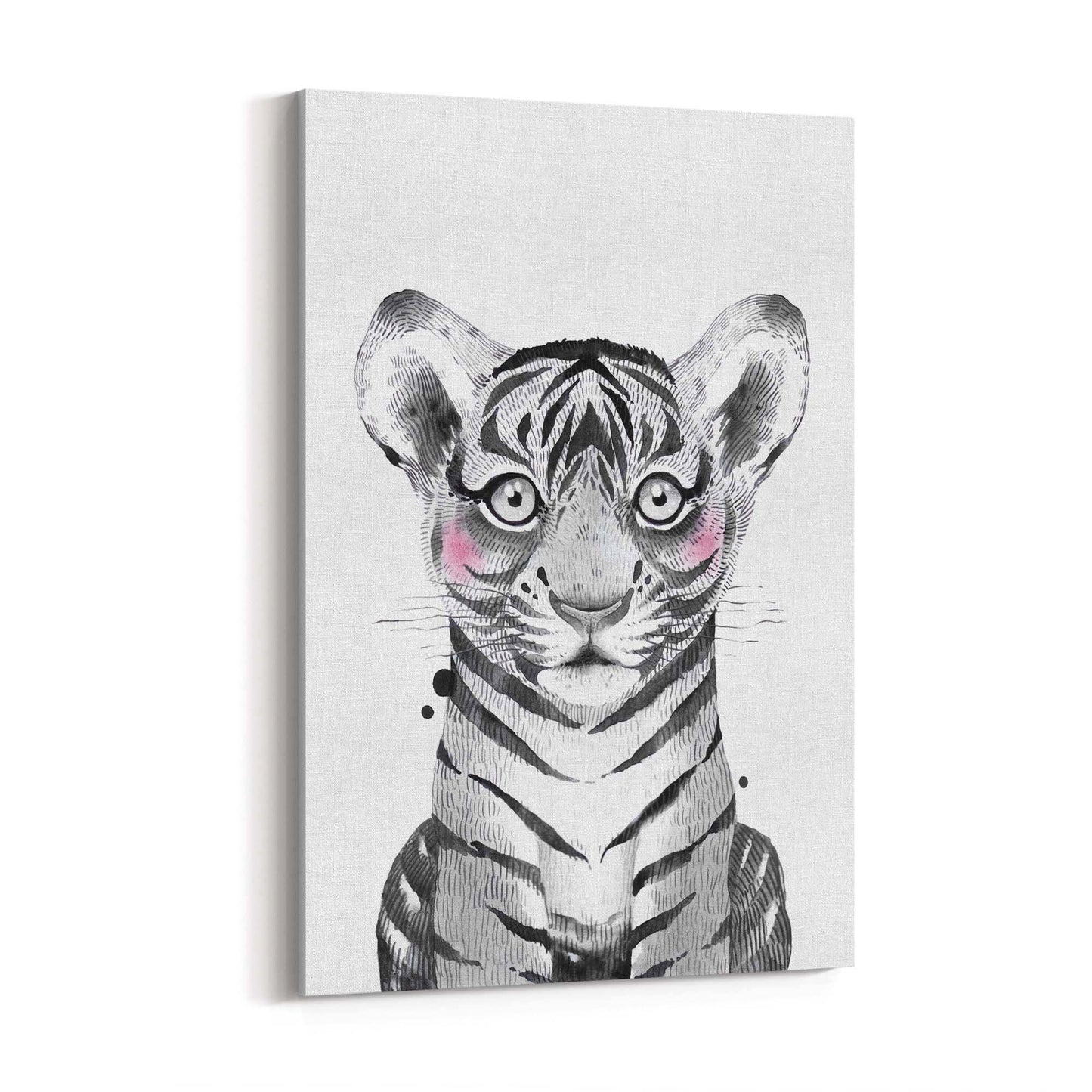 Cute Blushing Baby Tiger Nursery Animal Wall Art - The Affordable Art Company