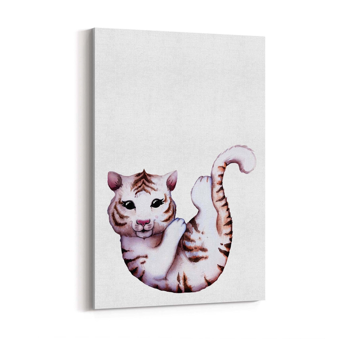 Cartoon White Tiger Cute Nursery Baby Animal Art - The Affordable Art Company