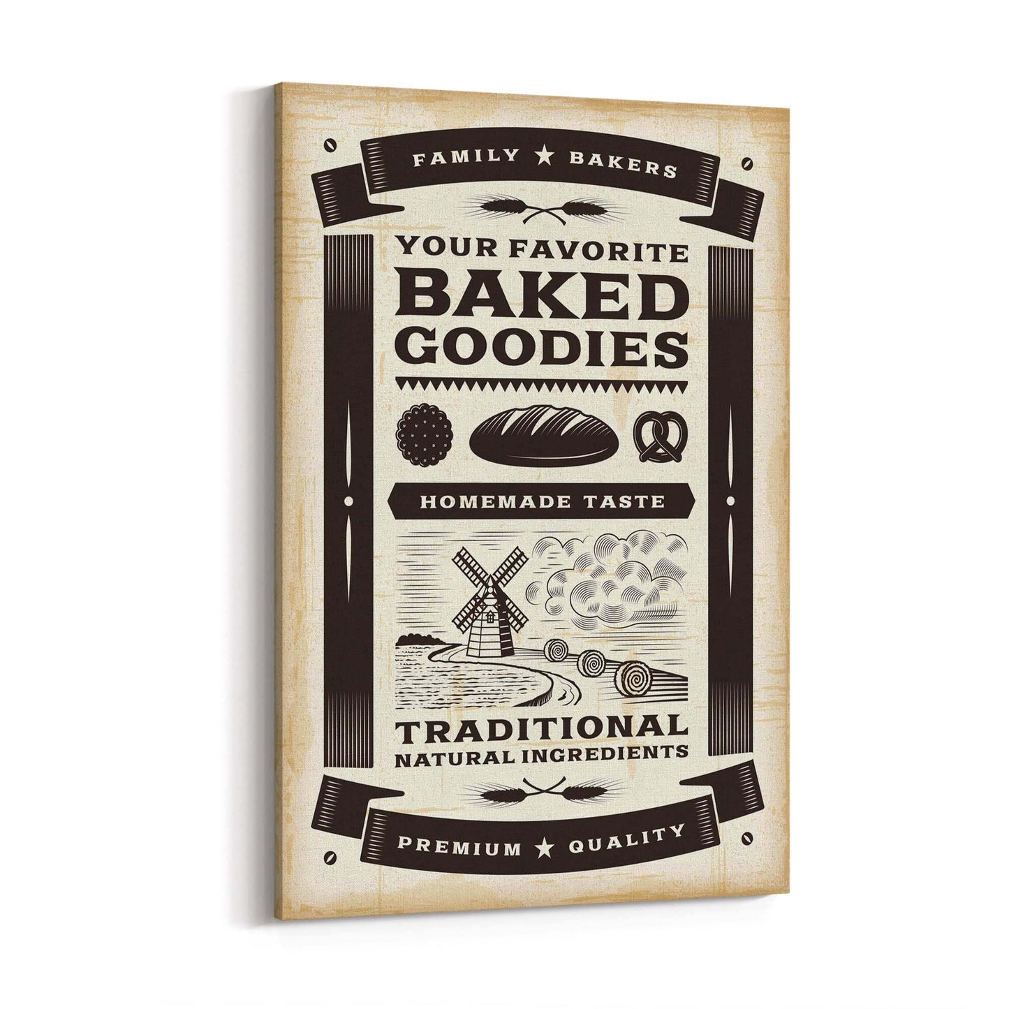 Vintage Bakery Farmhouse Kitchen Cafe Wall Art - The Affordable Art Company
