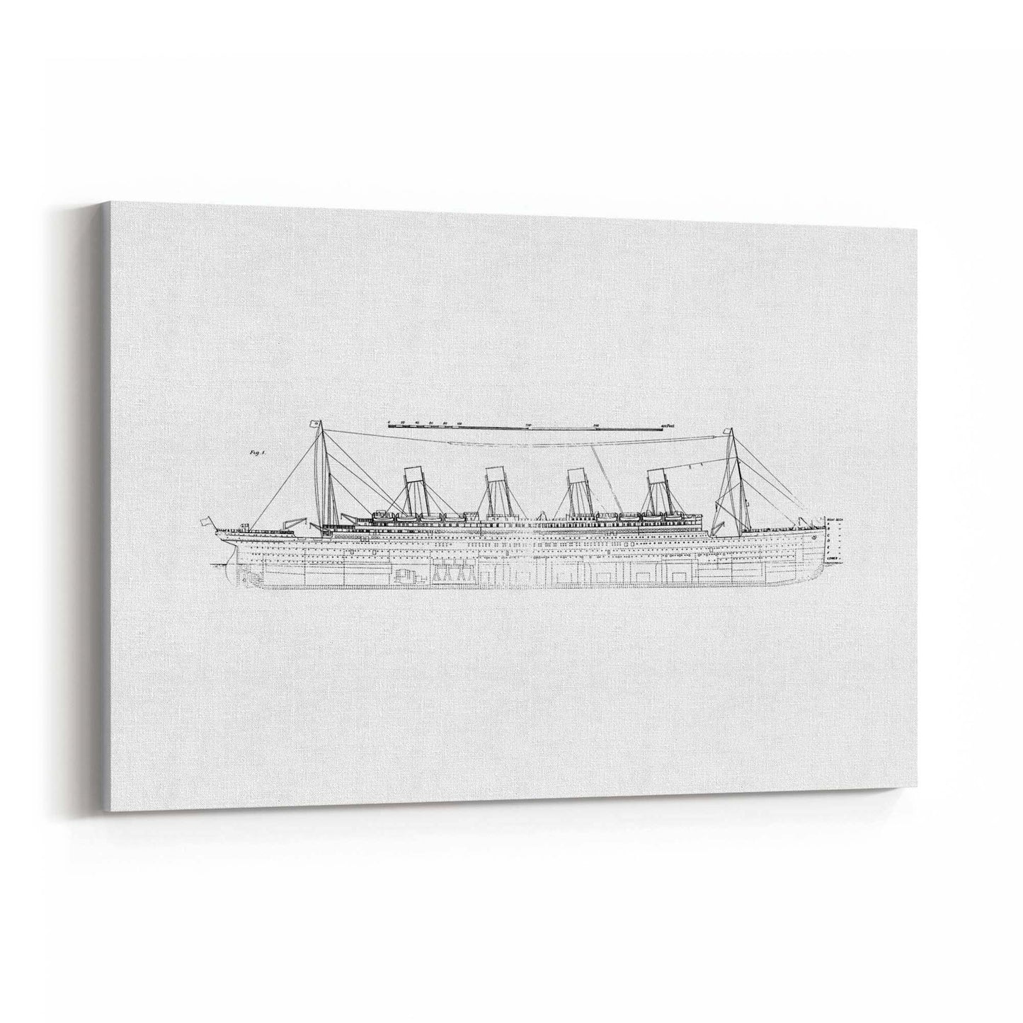 Vintage Titanic Plans Schematic White Wall Art #1 - The Affordable Art Company