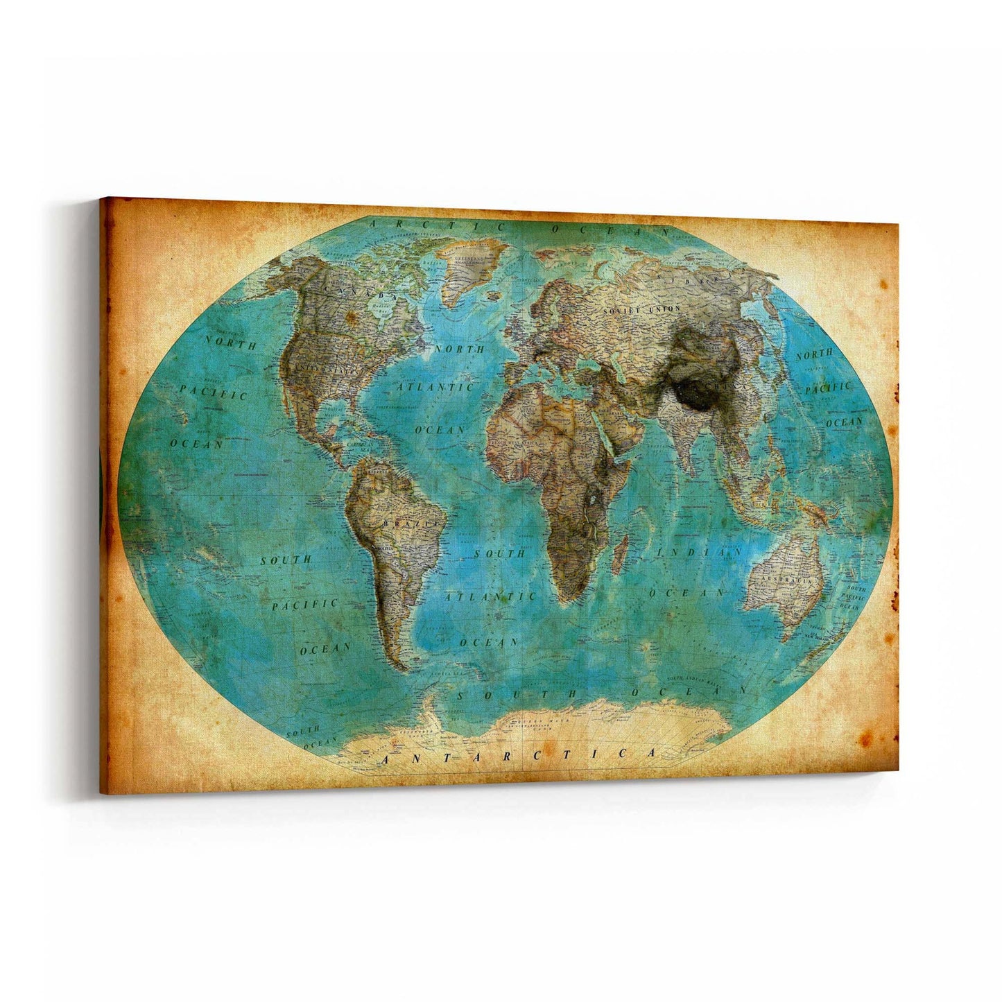 Vintage World Map Old Wall Art #5 - The Affordable Art Company