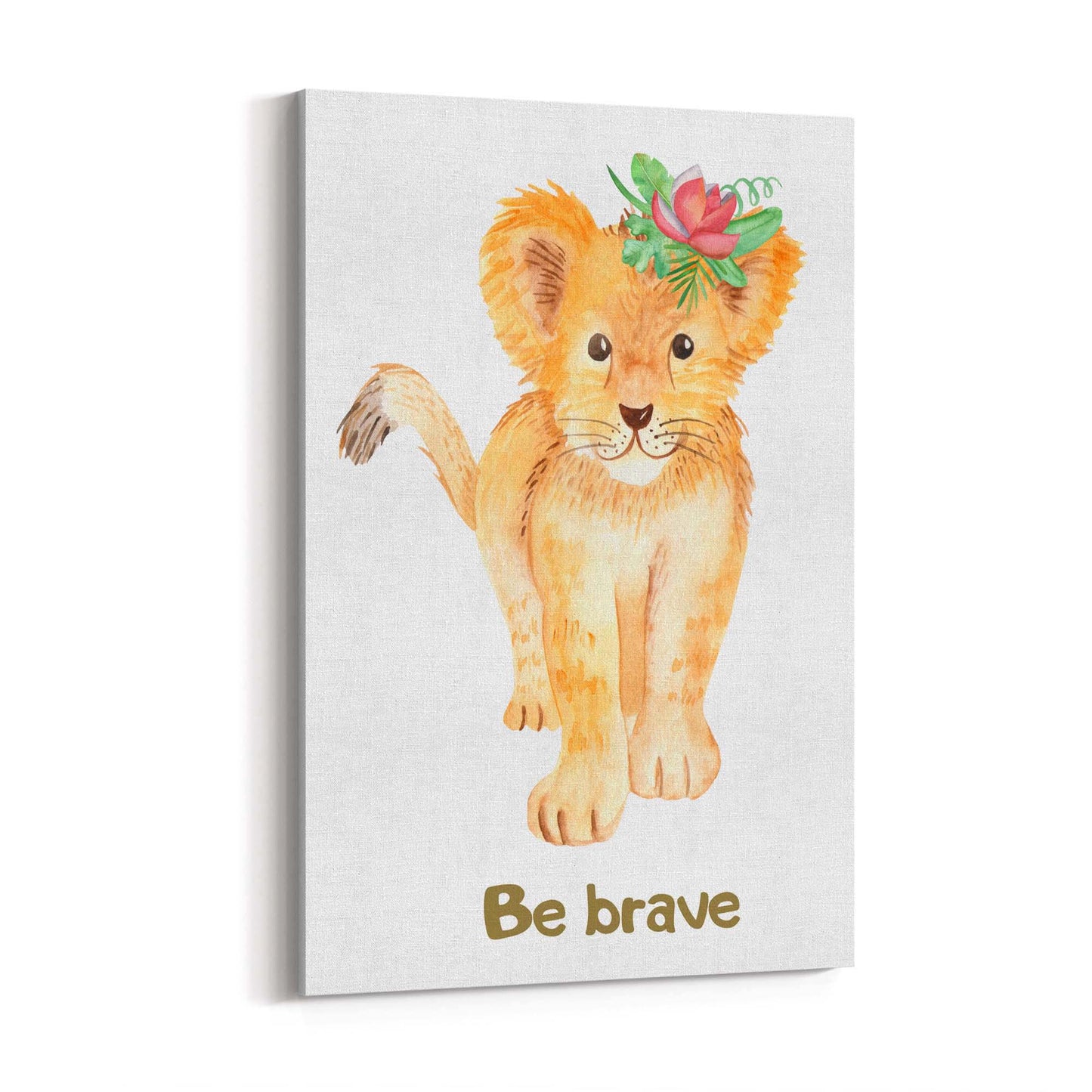 Cartoon Lion "Be Brave" Quote Nursery Wall Art - The Affordable Art Company