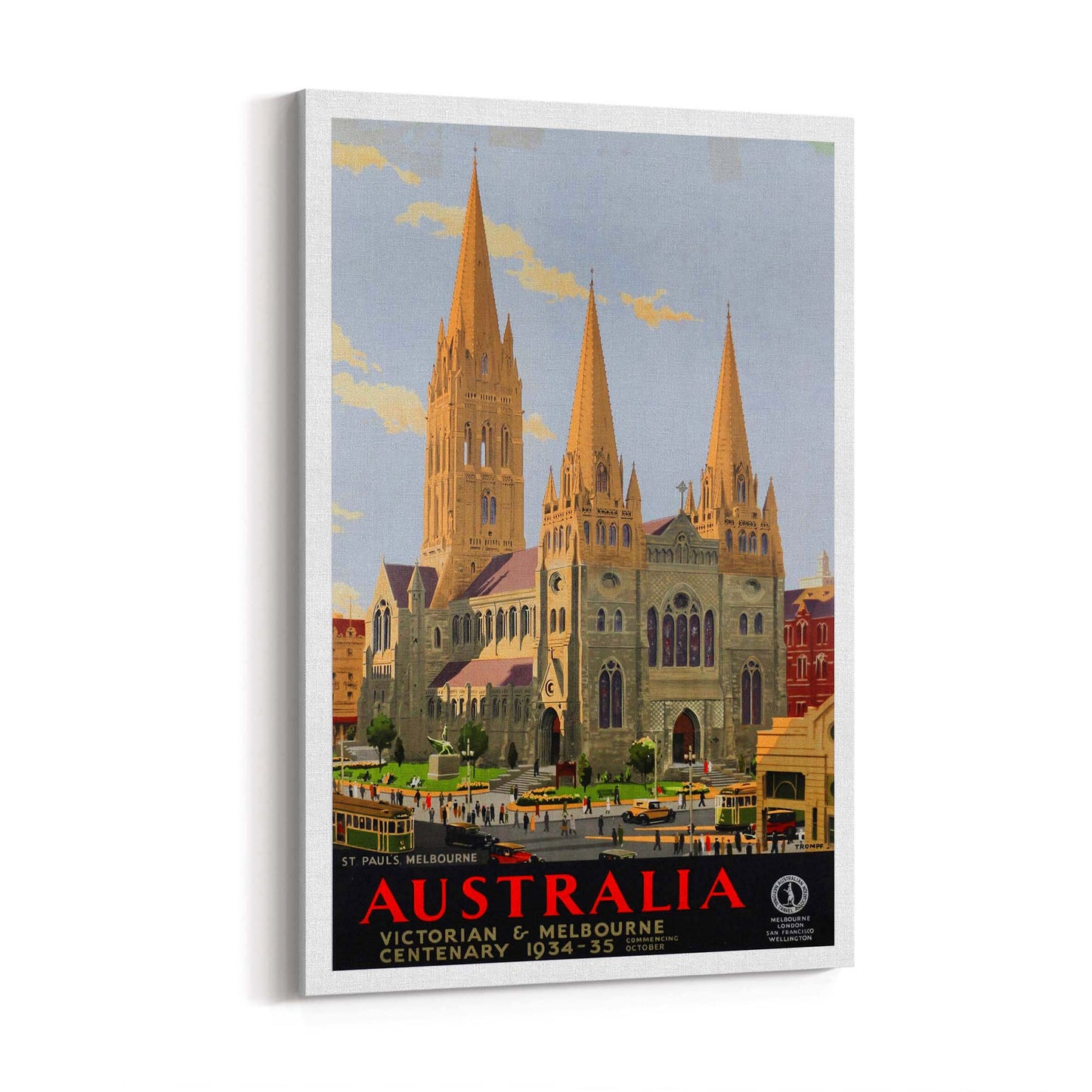 Vintage St Paul's Cathedral Melbourne Advert Art - The Affordable Art Company