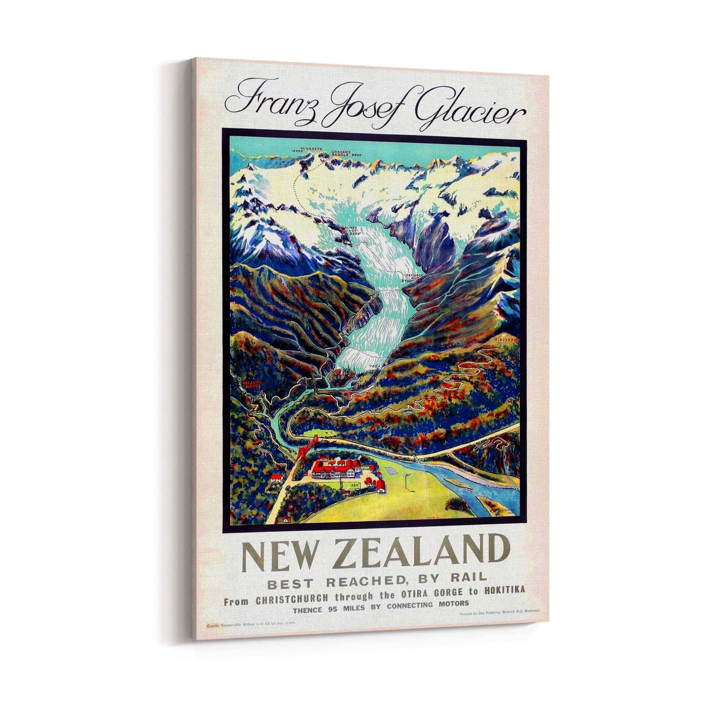 Franz Josef Glacier, New Zealand Vintage Wall Art - The Affordable Art Company