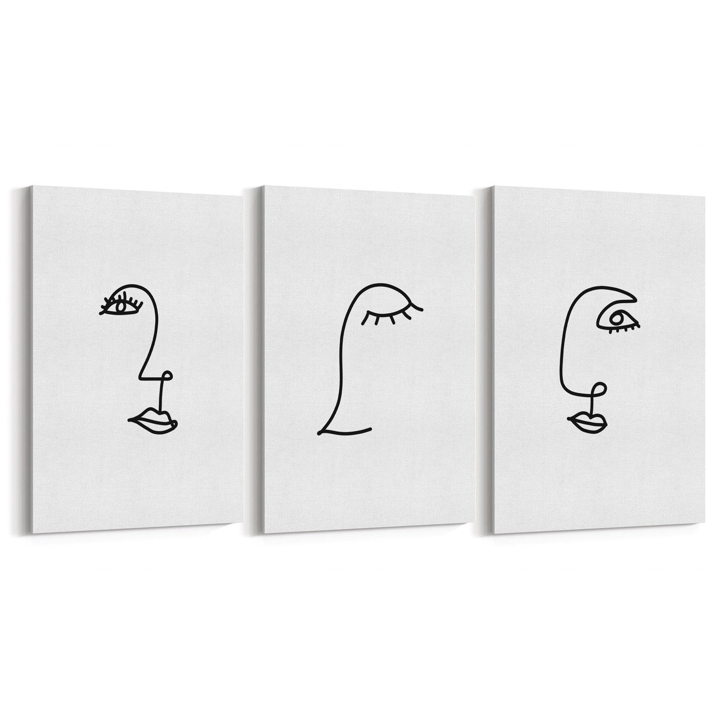 Set of Face Line Drawings Abstract Style Wall Art #2 - The Affordable Art Company