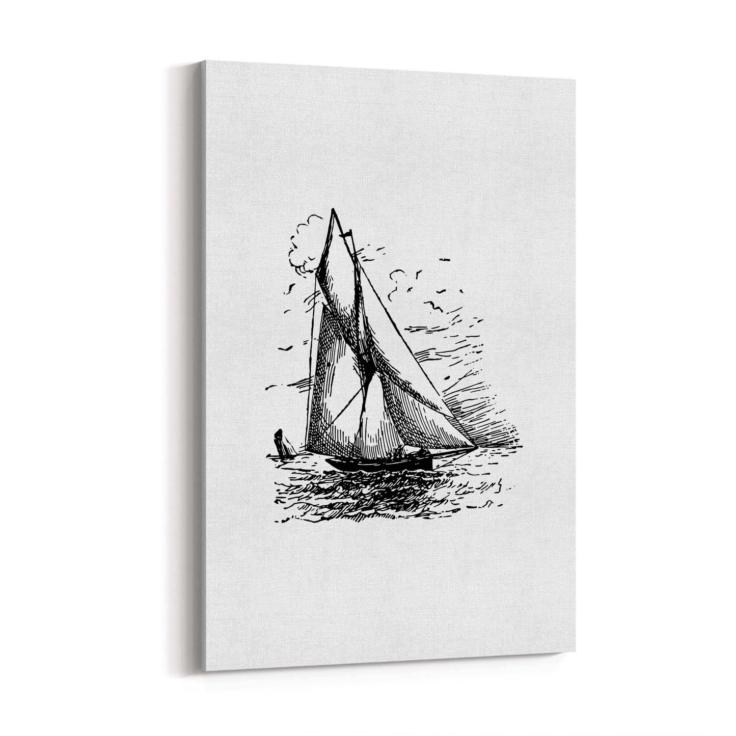 Sail Boat Coastal Drawing Nautical Coast Wall Art #2 - The Affordable Art Company