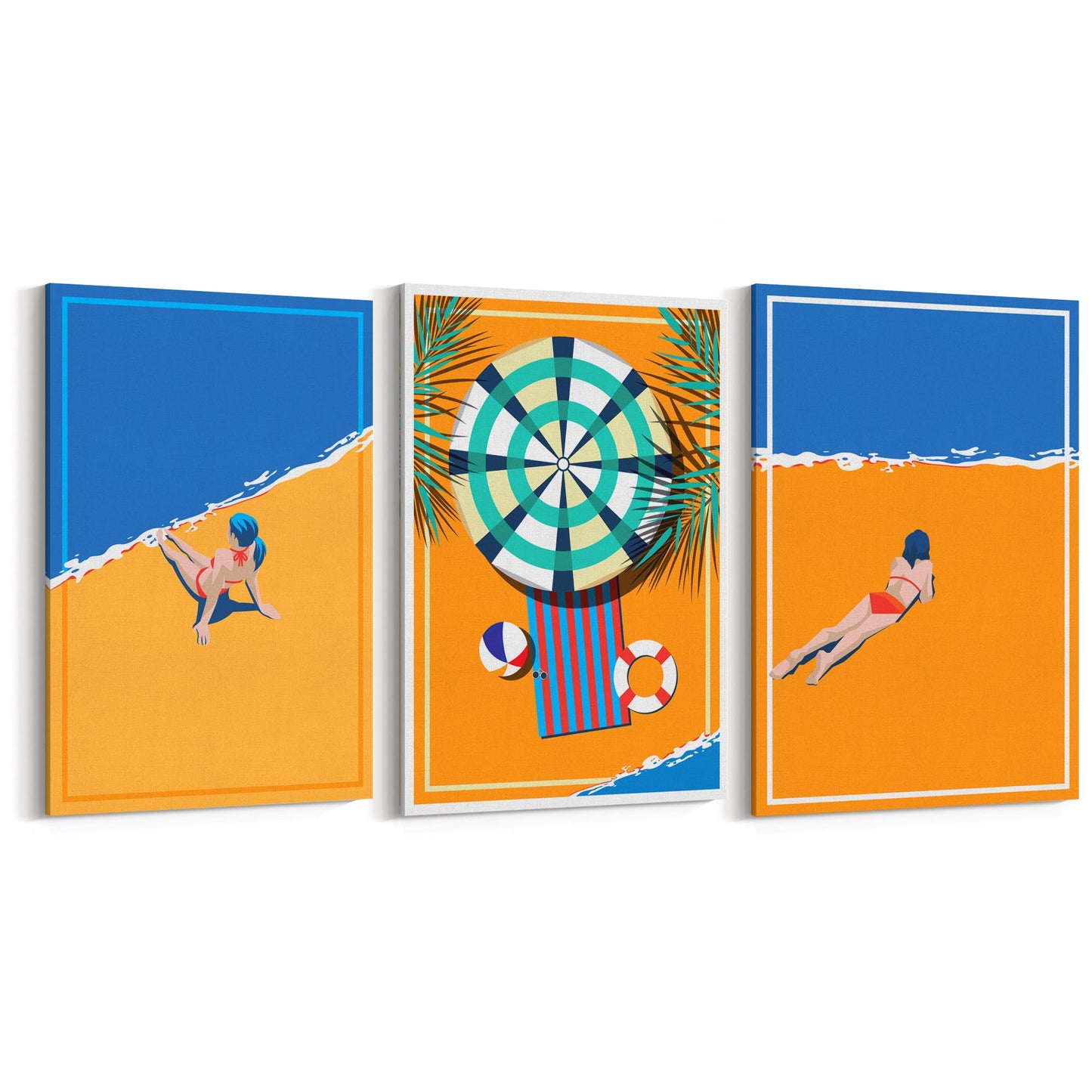 Set of Retro Beach Summer Coastal Wall Art #1 - The Affordable Art Company