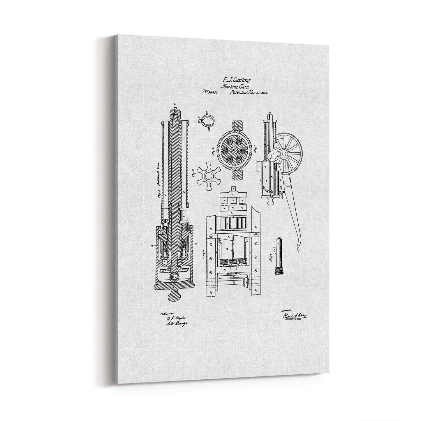 Vintage Machine Gun Patent Wall Art #2 - The Affordable Art Company