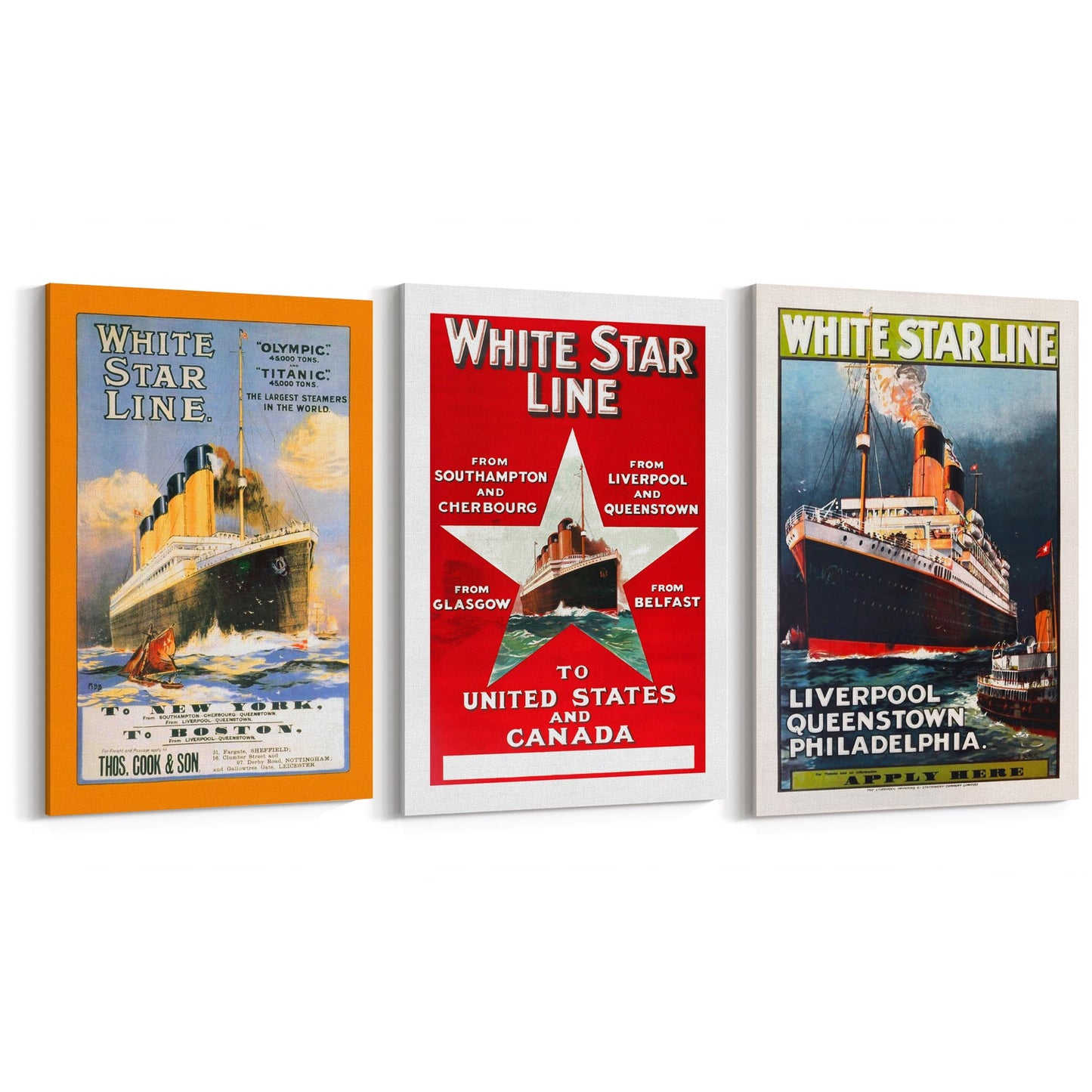 Set of Vintage White Star Line Advert Wall Art - The Affordable Art Company