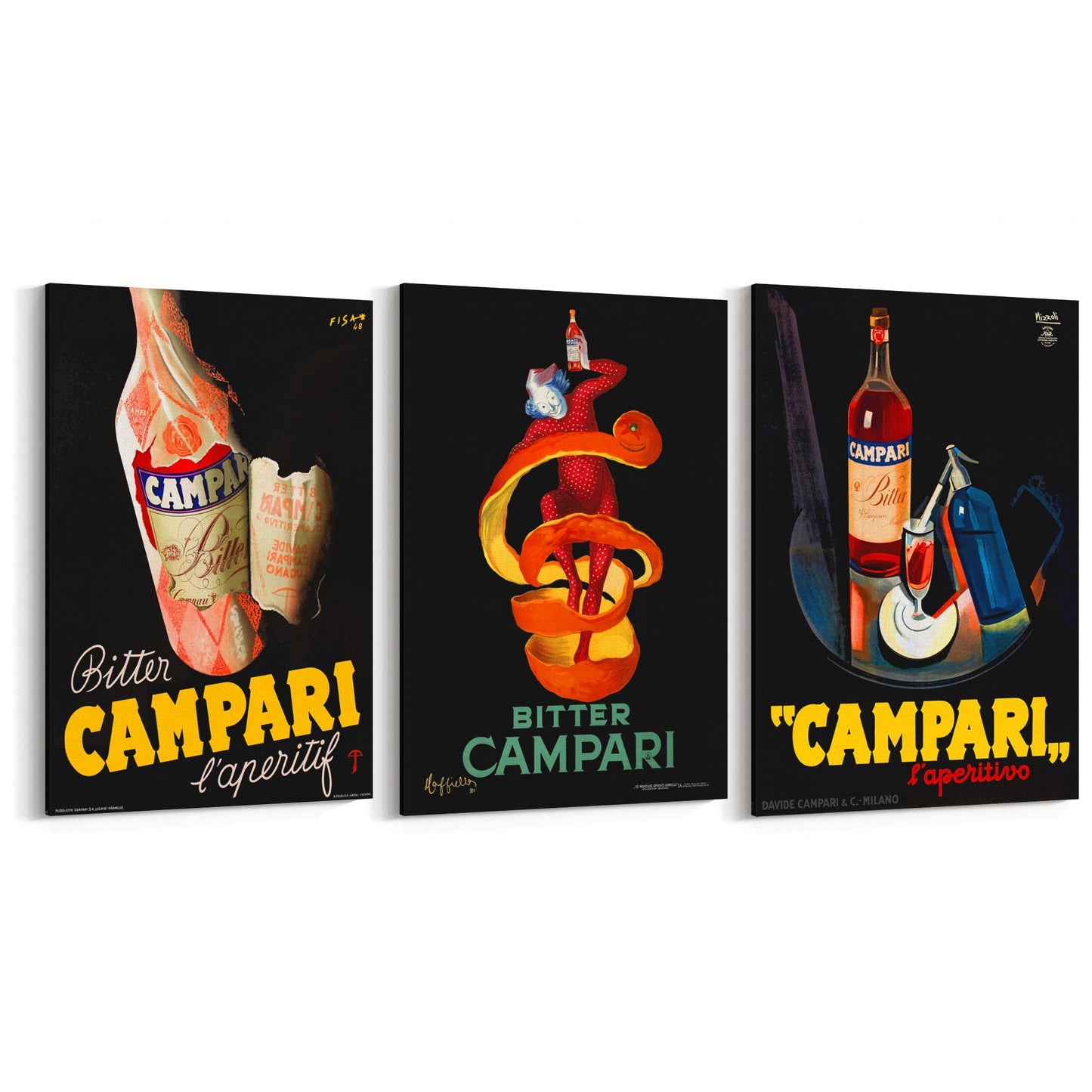 Set of Italian Campari Vintage Cafe Restaurant Art - The Affordable Art Company