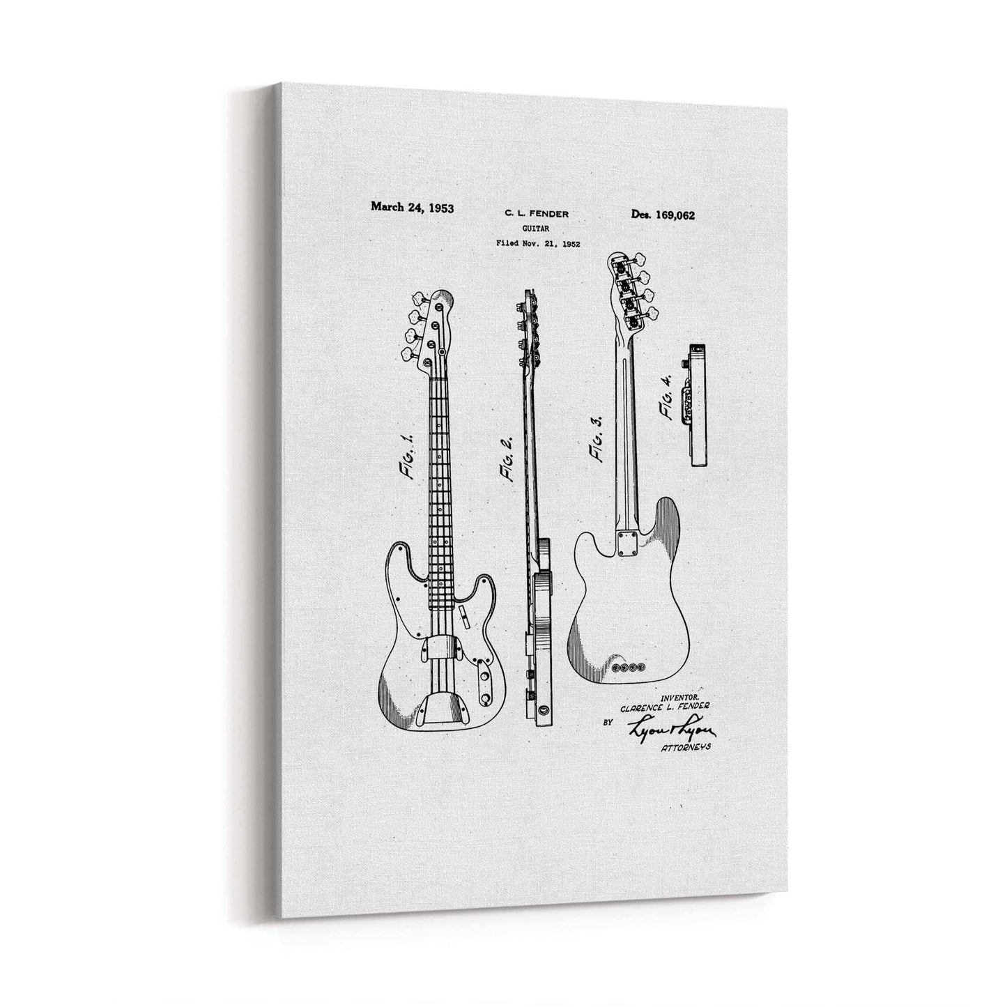 Fender Guitar White Patent Music Gift Wall Art - The Affordable Art Company