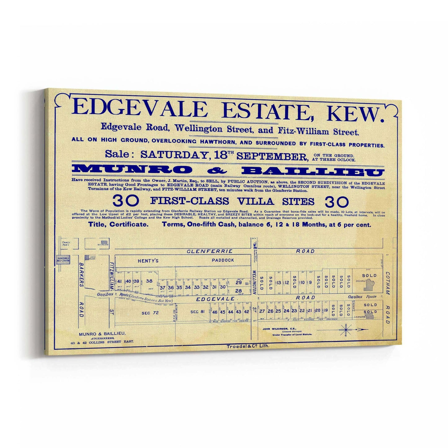 Kew Melbourne Vintage Real Estate Advert Wall Art #3 - The Affordable Art Company