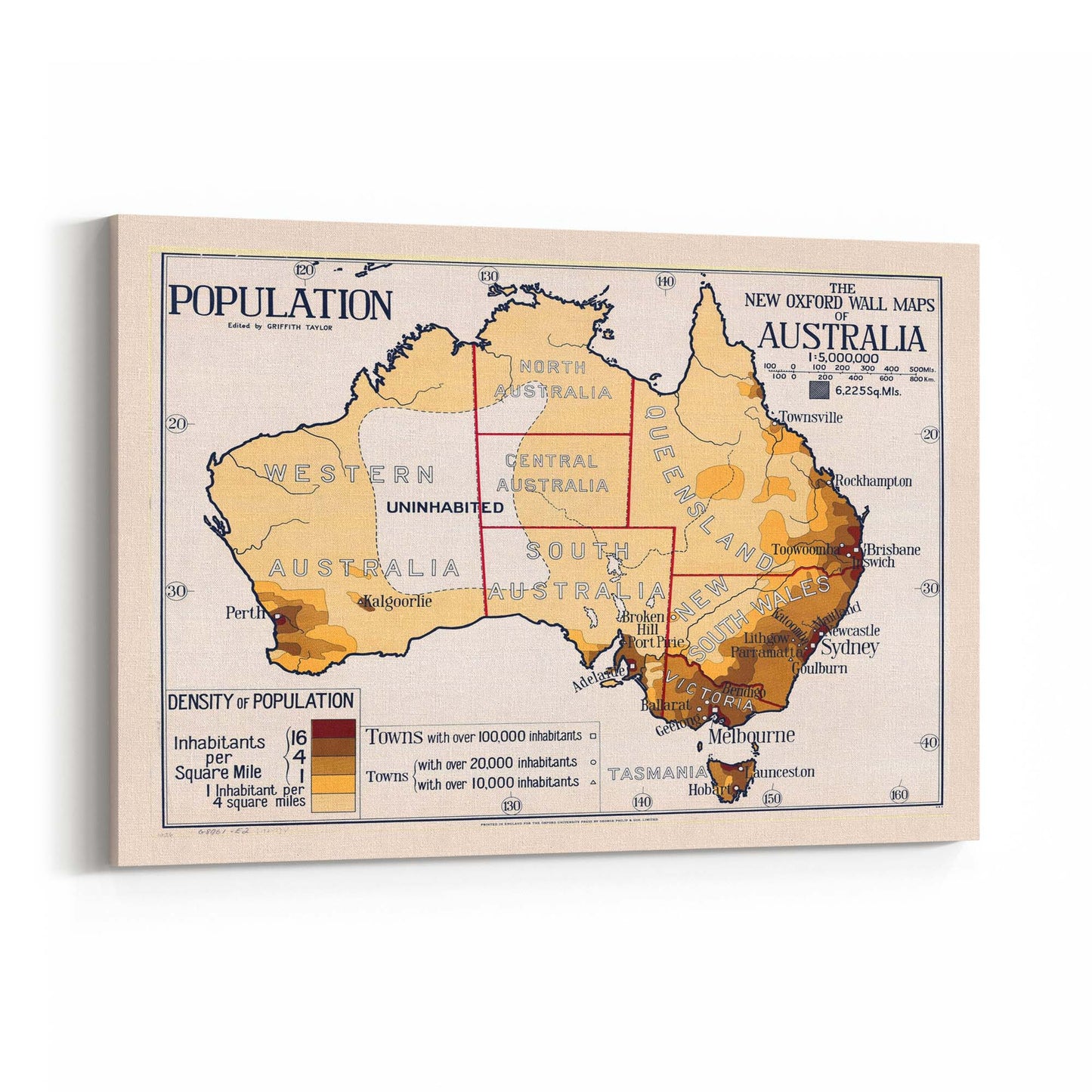 Australian Vintage Map Population Wall Art - The Affordable Art Company