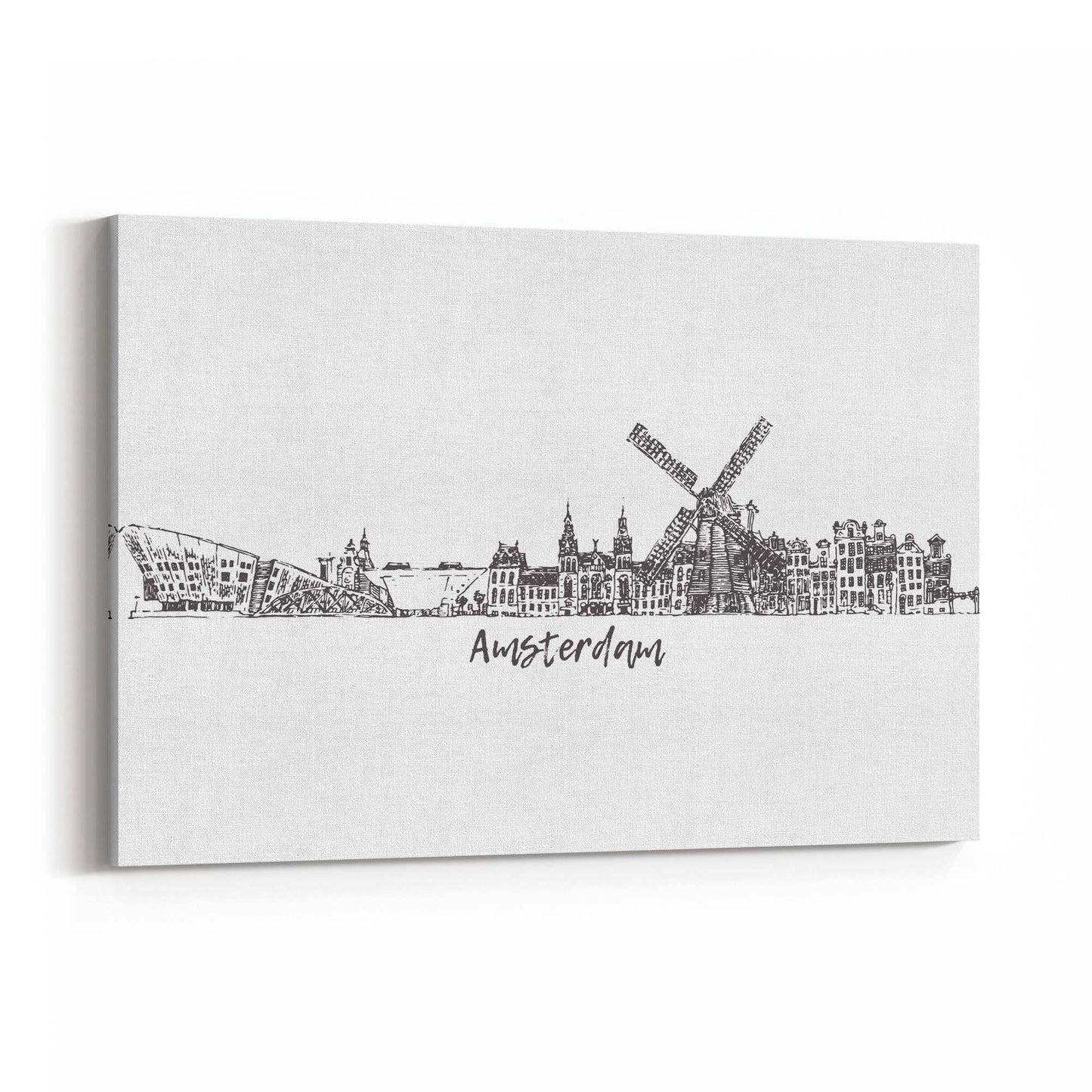 Amsterdam Drawing Travel Minimal Wall Art - The Affordable Art Company