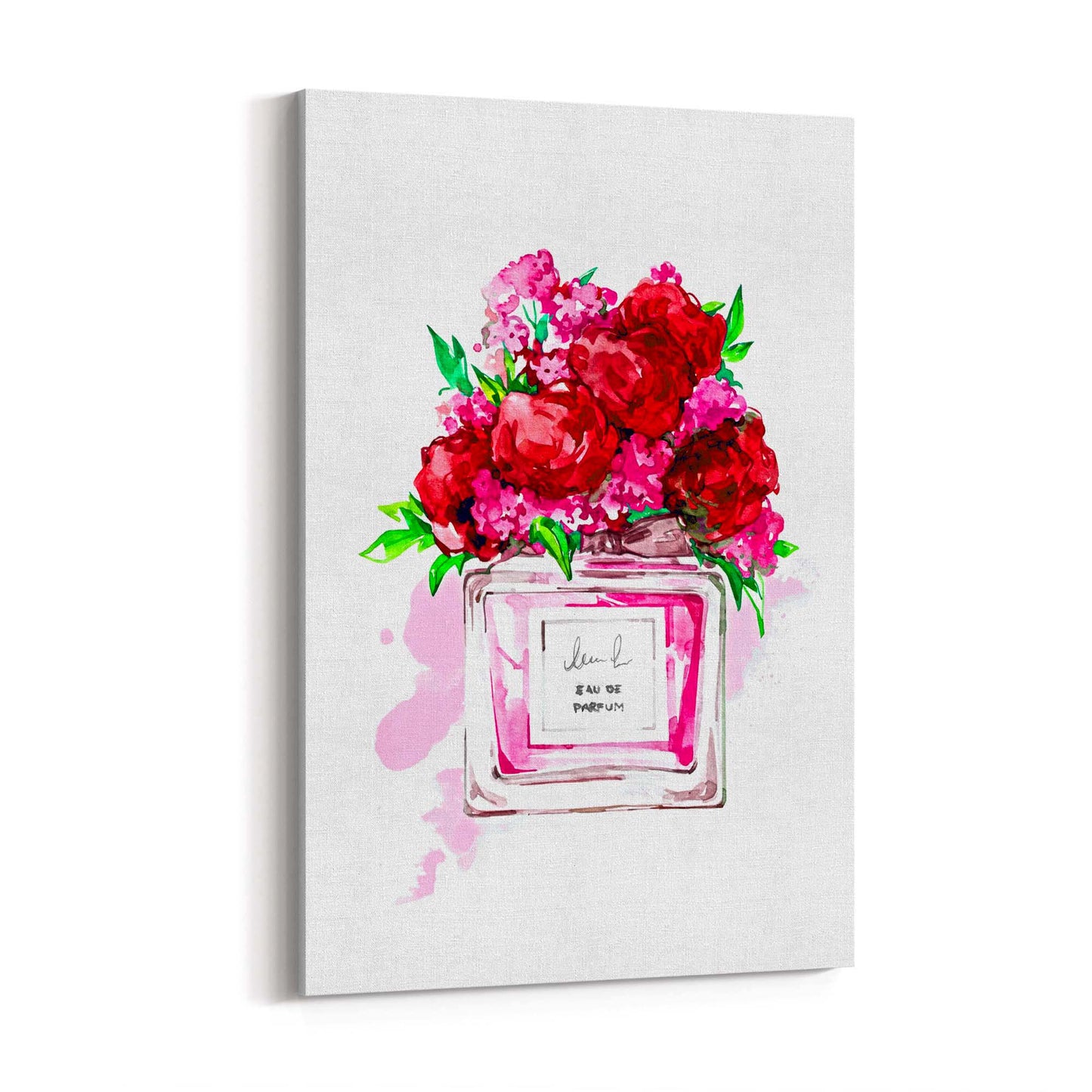 Red Floral Perfume Bottle Fashion Wall Art - The Affordable Art Company