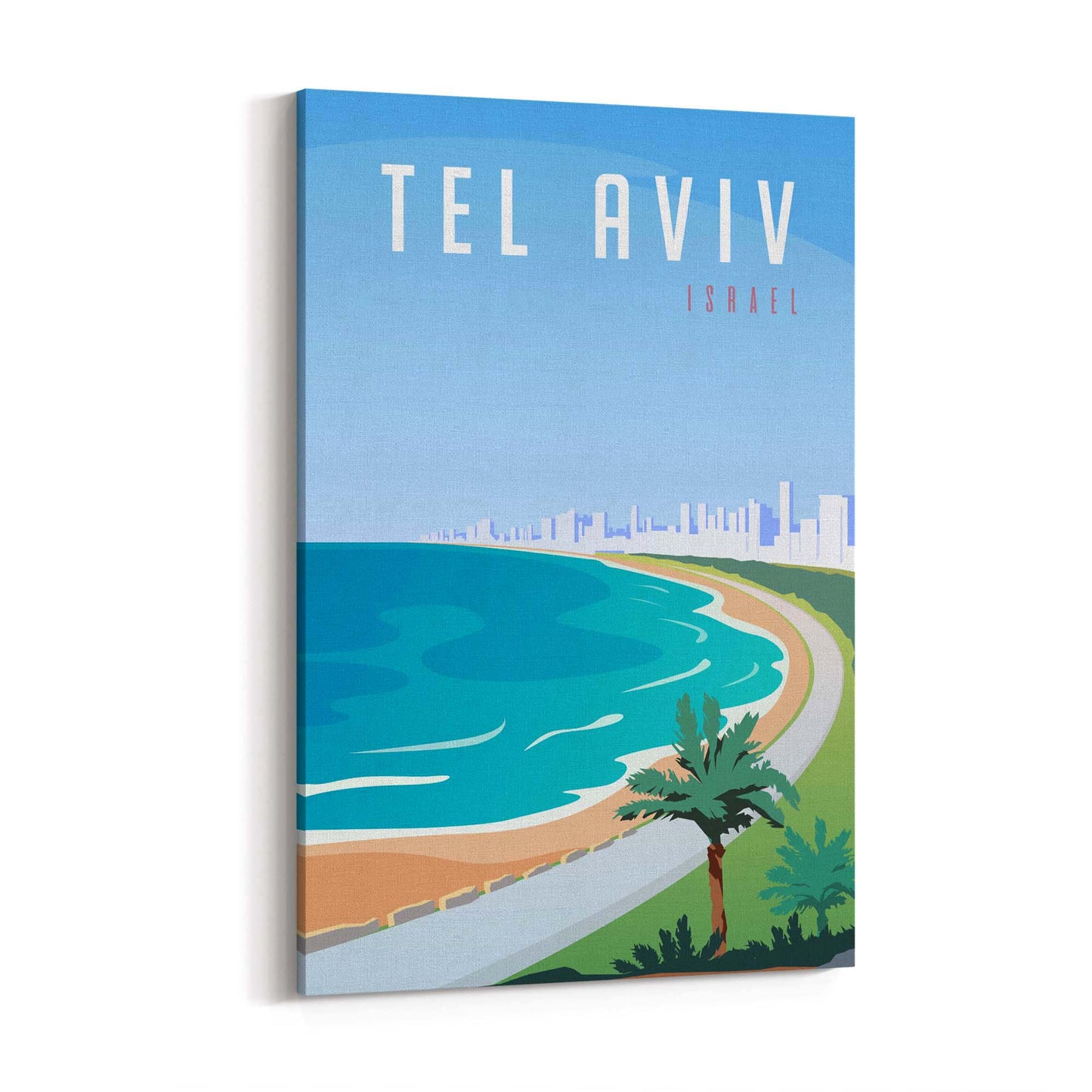 Retro Tel Aviv Israel Vintage Travel Wall Art - The Affordable Art Company