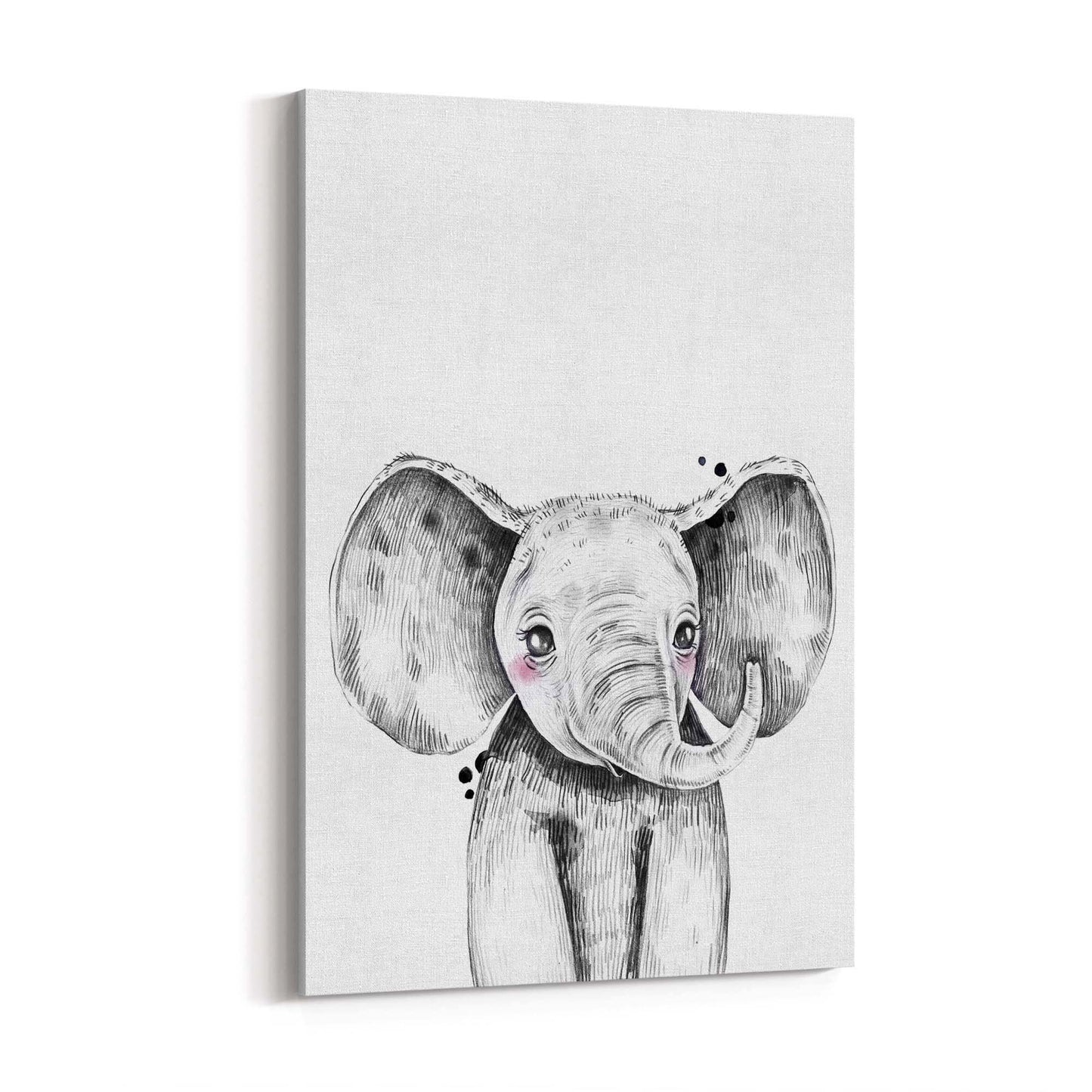 Cute Blushing Baby Elephant Nursery Animal Wall Art - The Affordable Art Company