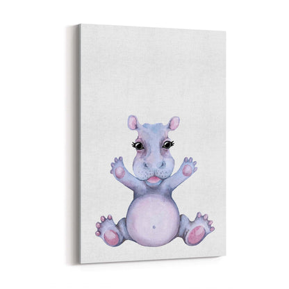 Cute Baby Hippo Nursery Animal Gift Wall Art #1 - The Affordable Art Company