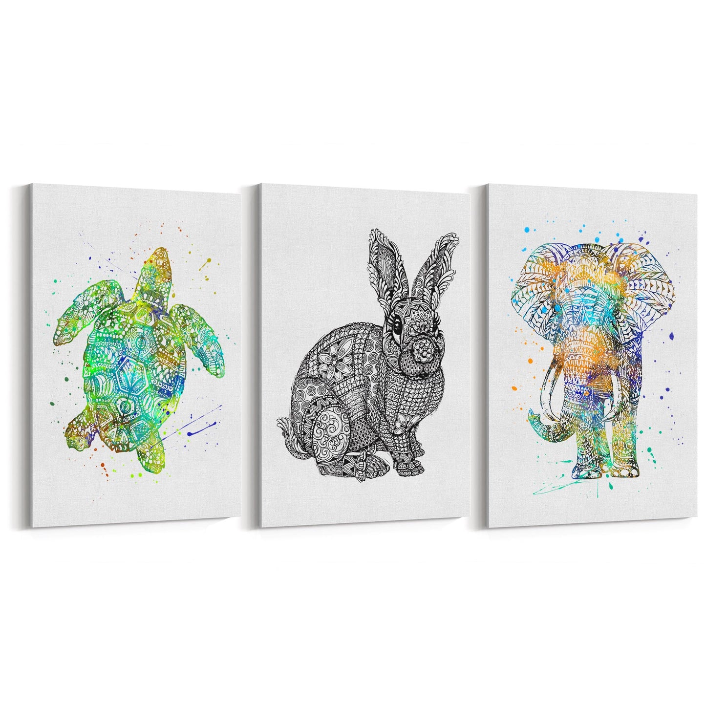 Set of Animal Mandala Pattern Abstract Wall Art #2 - The Affordable Art Company