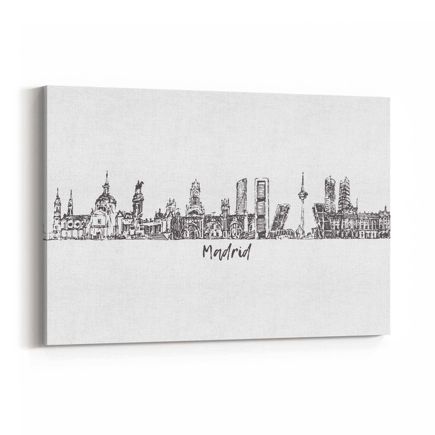 Madrid Spain Cityscape Drawing Travel Wall Art - The Affordable Art Company