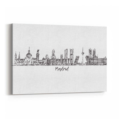 Madrid Spain Cityscape Drawing Travel Wall Art - The Affordable Art Company