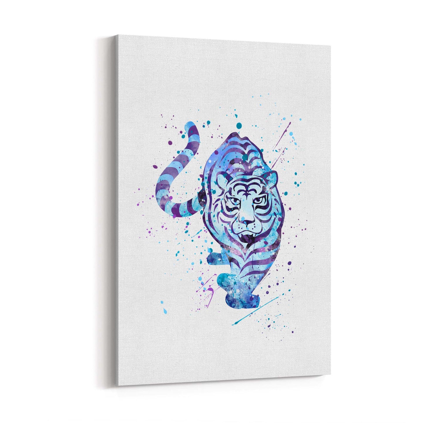 Blue Tiger Cute Animal Painting Wall Art - The Affordable Art Company