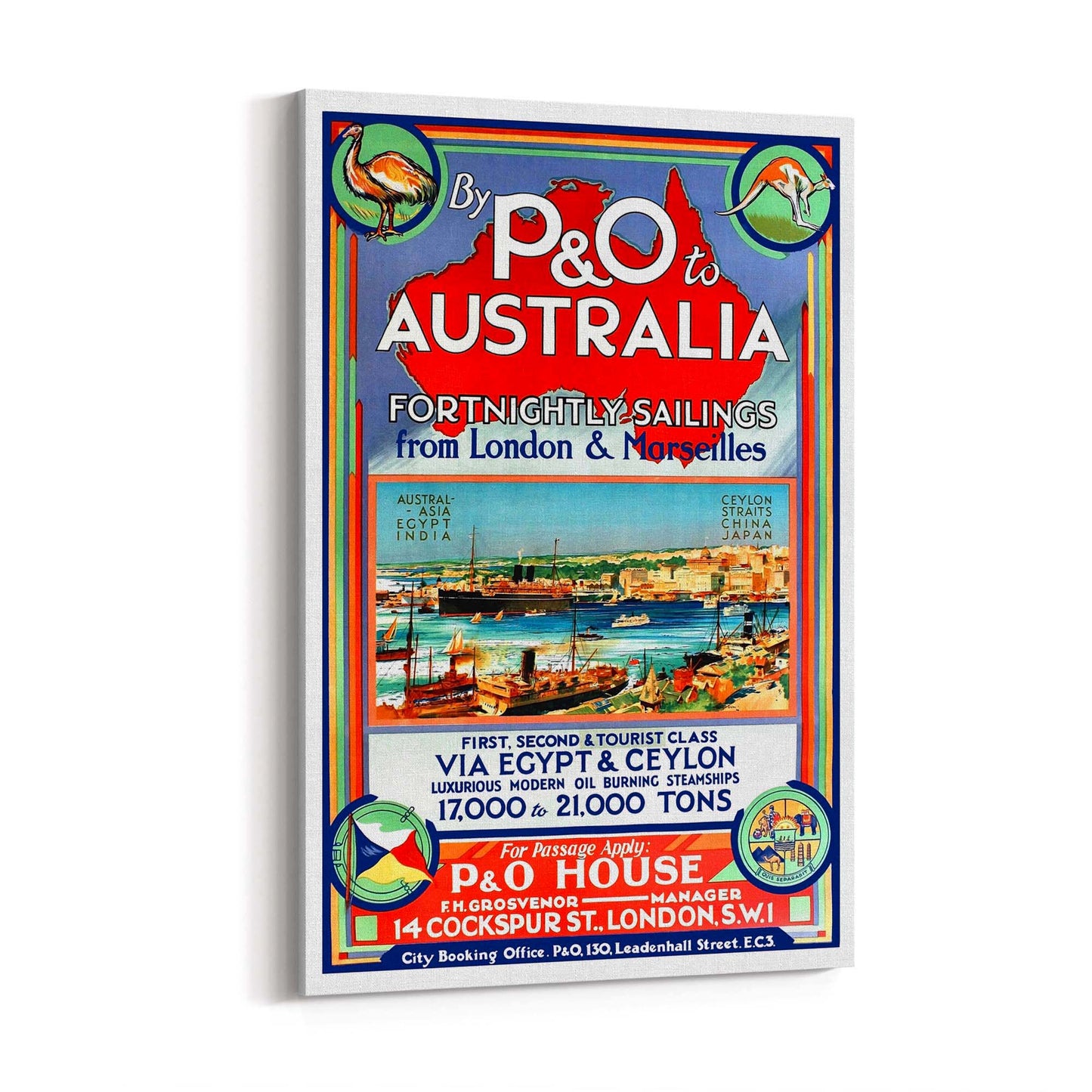 Vintage P&O Australia Travel Wall Art - The Affordable Art Company