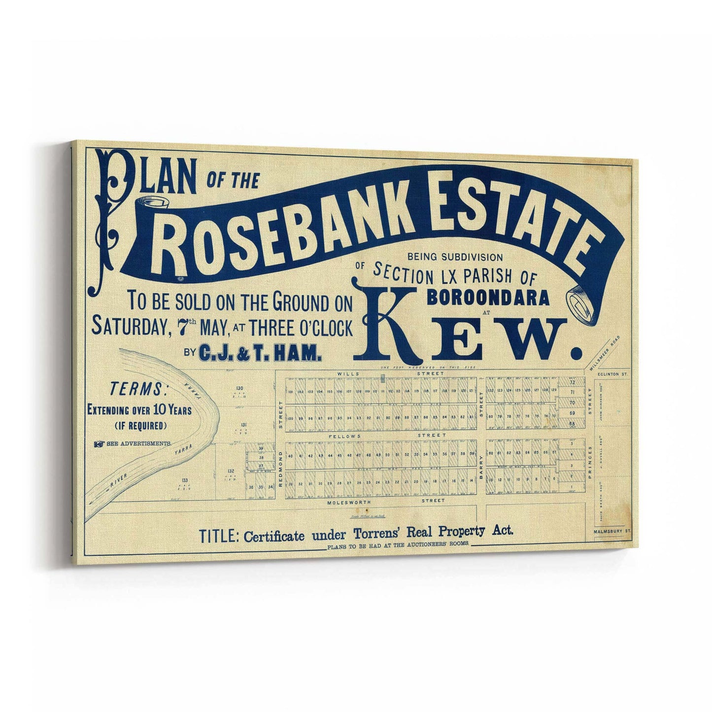 Kew Melbourne Vintage Real Estate Advert Wall Art #1 - The Affordable Art Company
