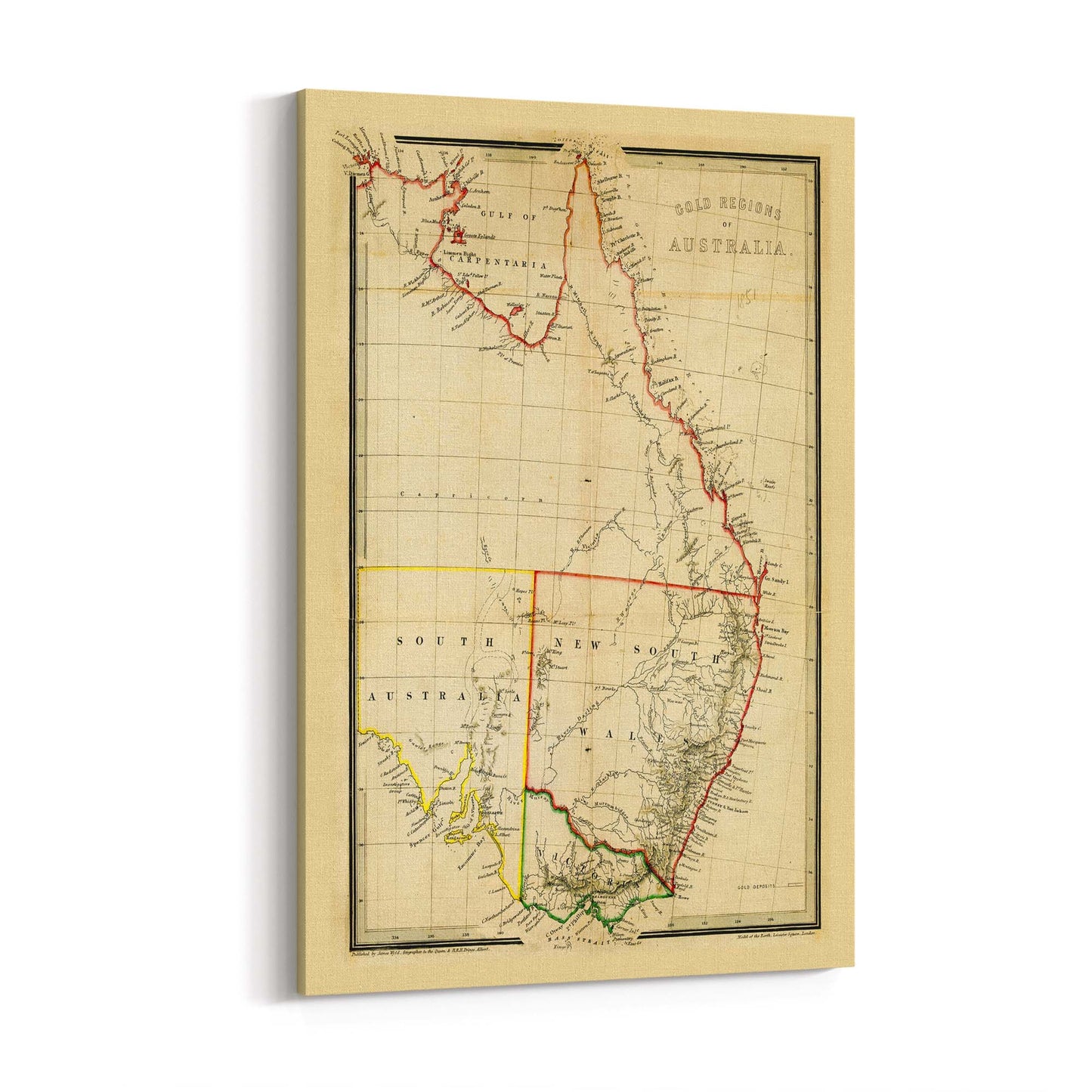 Vintage East Coast Australia Map Wall Art - The Affordable Art Company