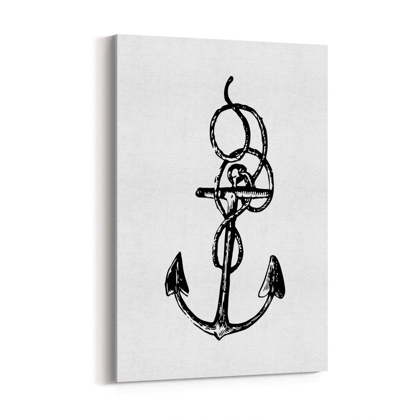 Anchor Drawing Nautical Coastal Bathroom Wall Art #1 - The Affordable Art Company