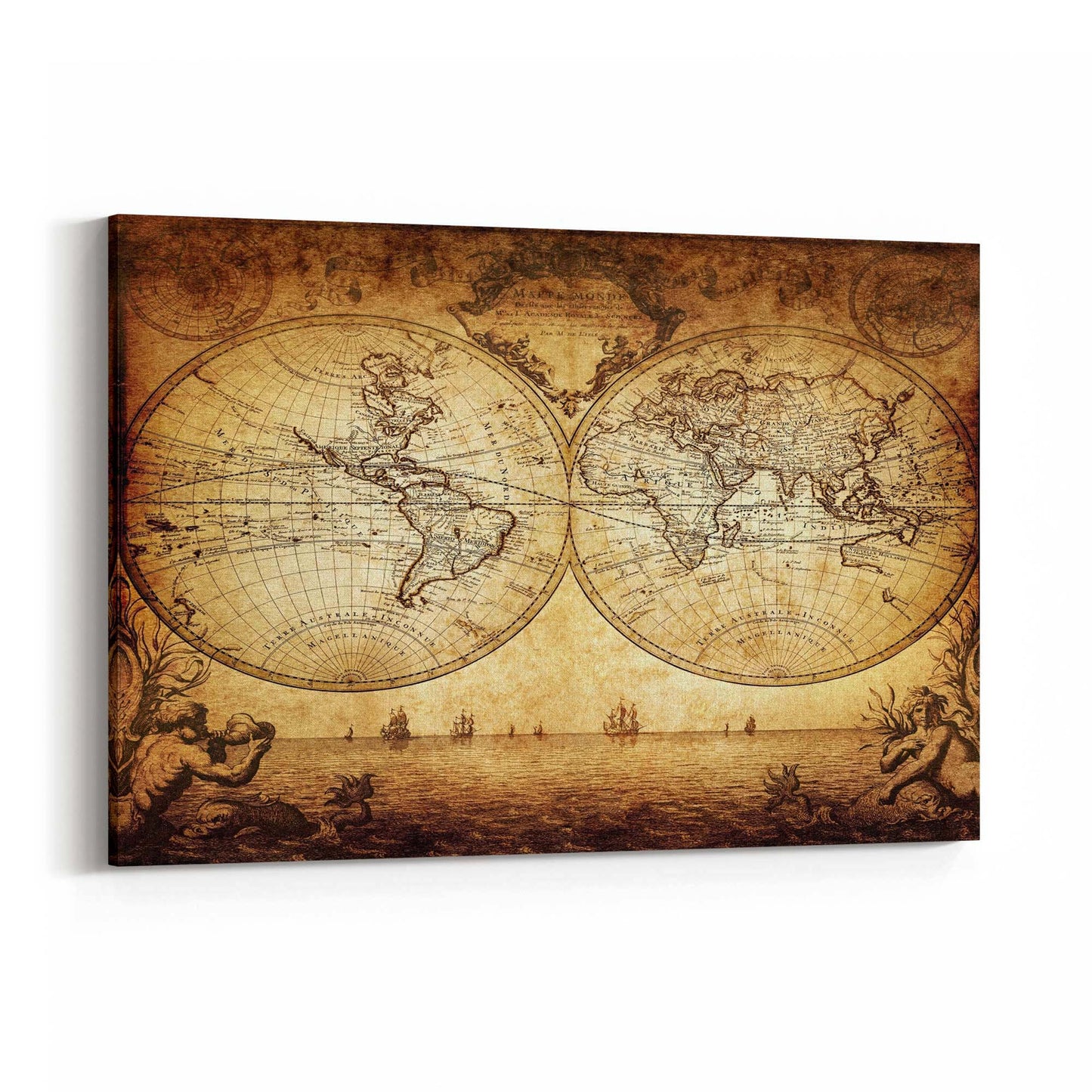 Vintage World Map Old Wall Art #4 - The Affordable Art Company